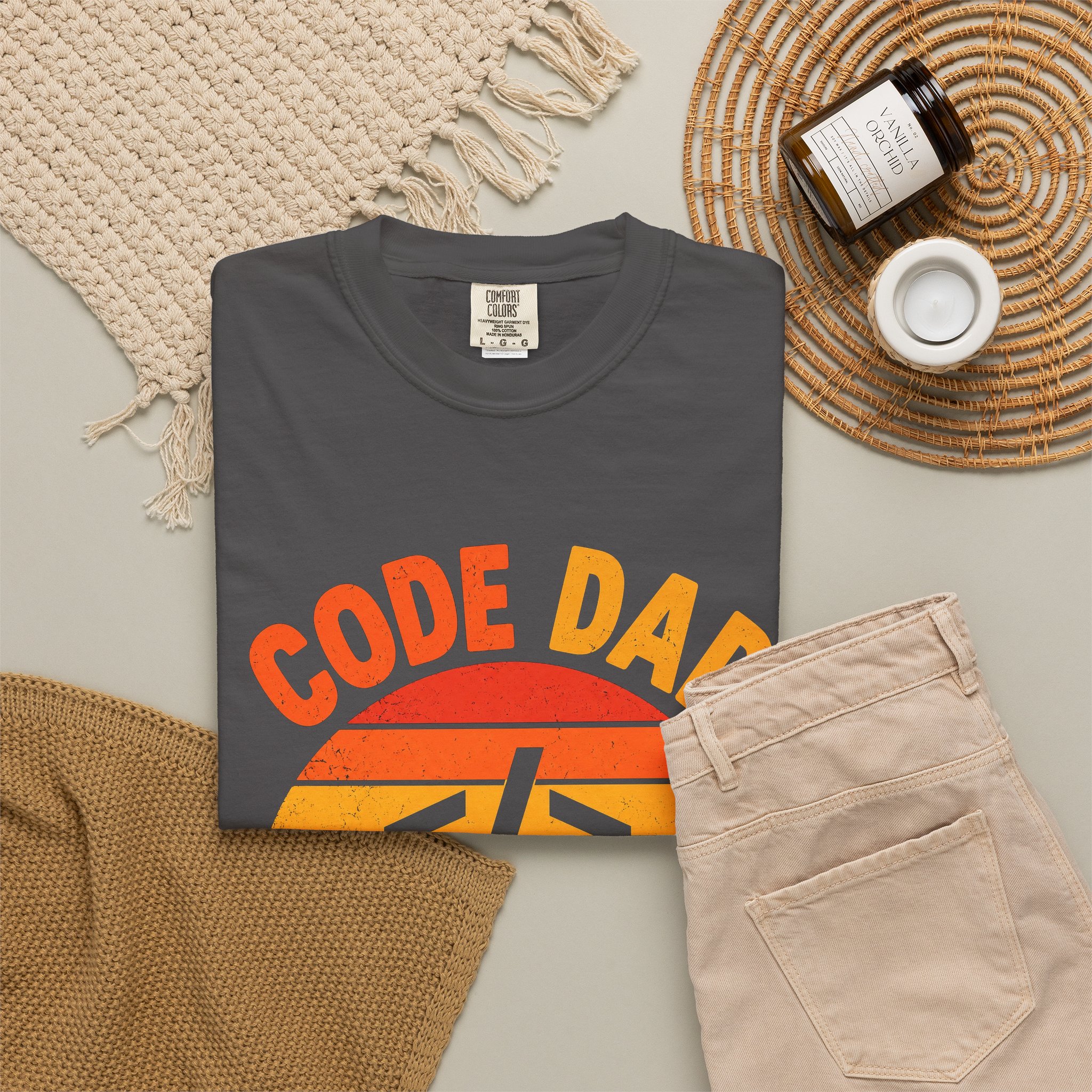 Code Dad T-shirt in Graphite, folded 2