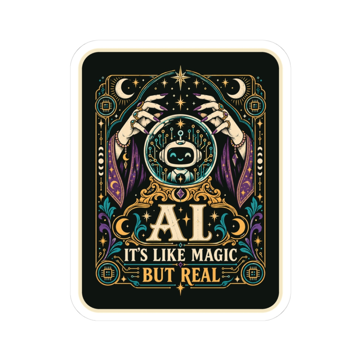 AI Magic Crystal Ball sticker, 3 inch, front view