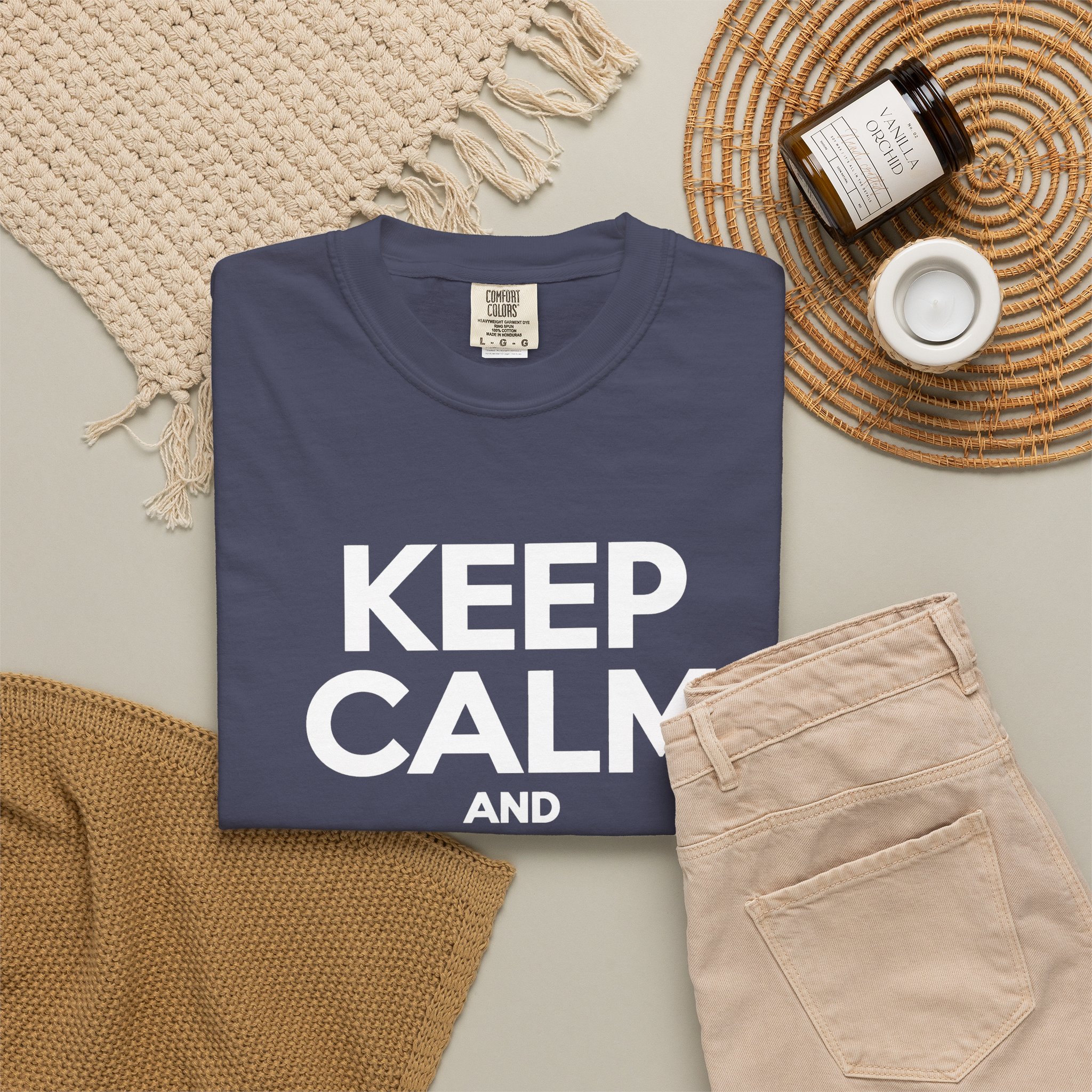Keep Calm and Take a Break T-shirt in Denim, folded 2