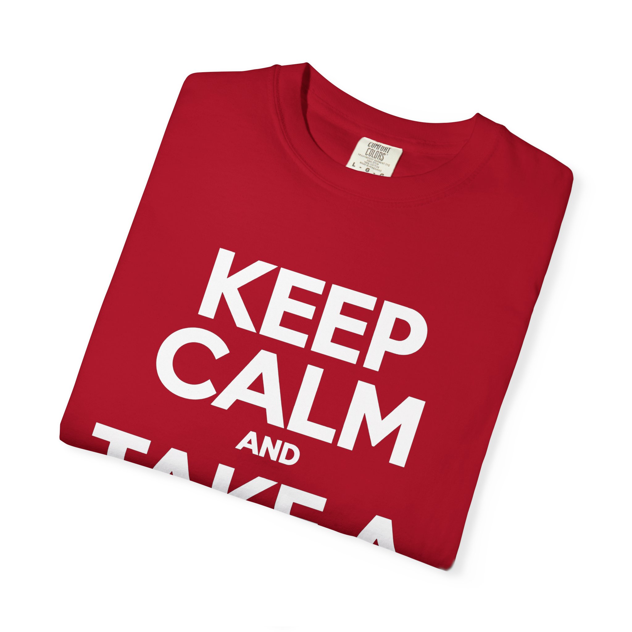 Keep Calm and Take a Break T-shirt in Red, folded