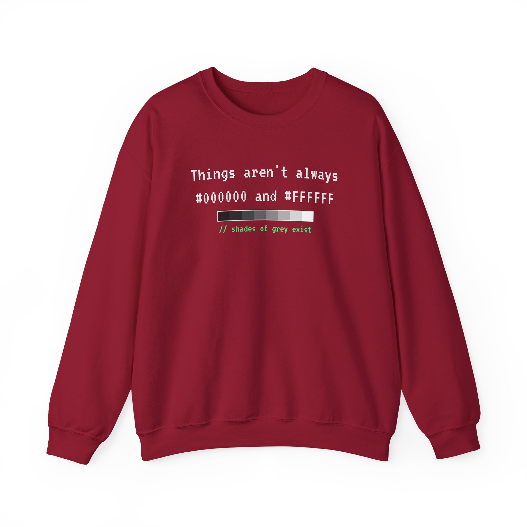 Shades of Grey Exist crewneck sweatshirt in Cardinal Red, front view