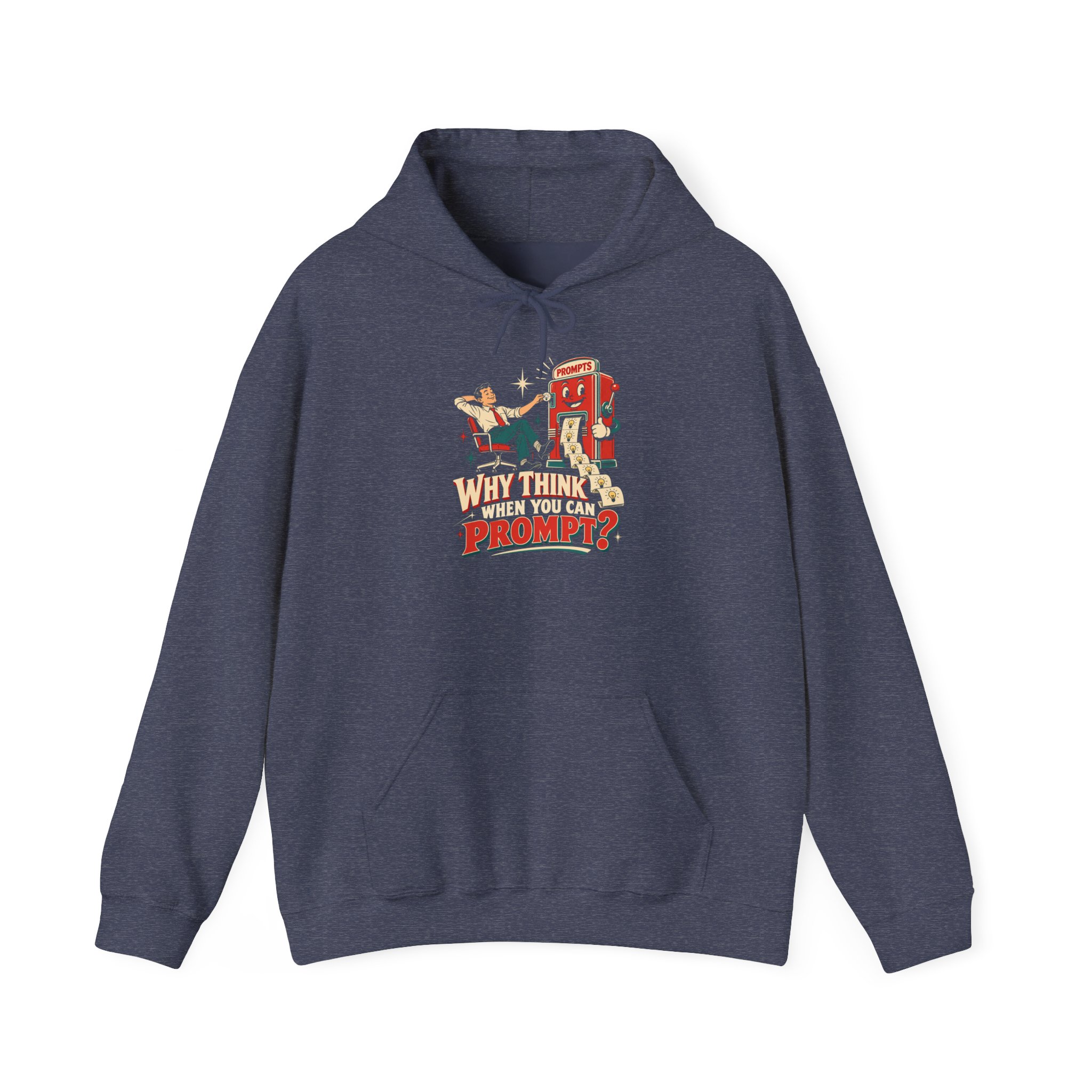 Prompt Machine hoodie in Heather Sport Dark Navy, front view