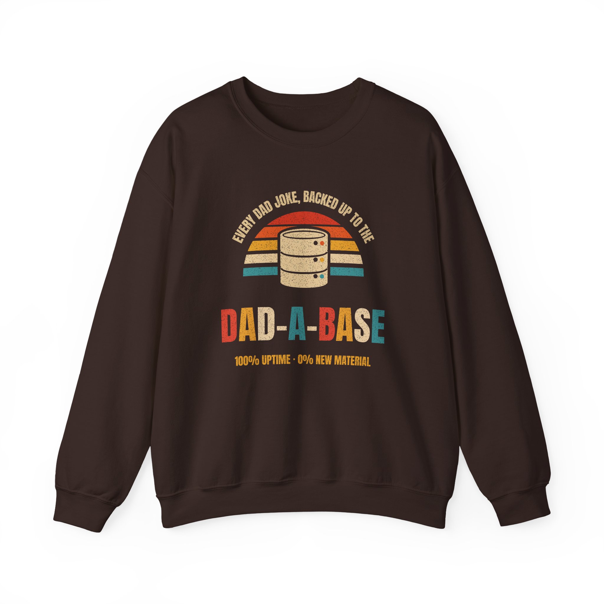Dad-a-Base crewneck sweatshirt in Dark Chocolate, front view
