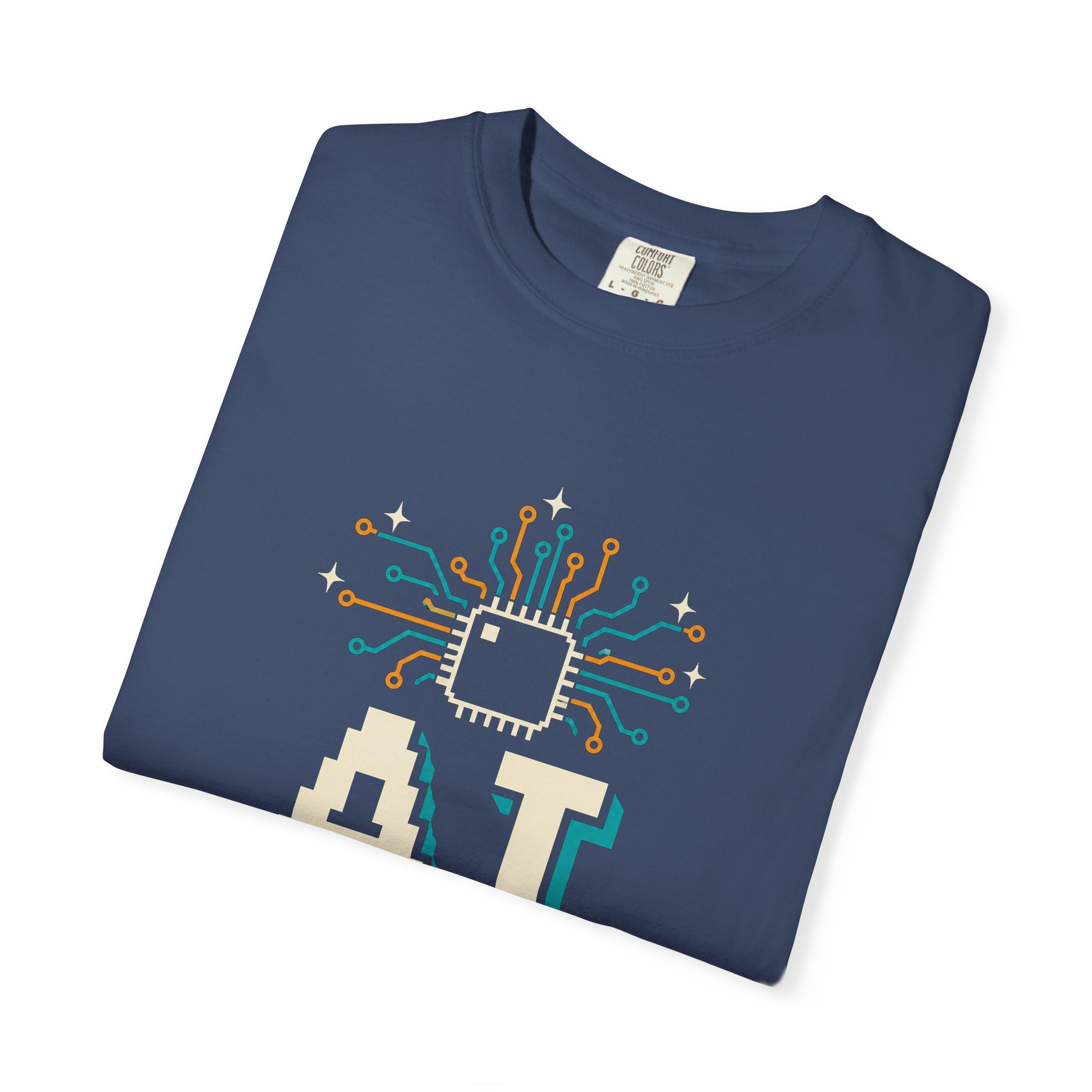 AI Magic Chip T-shirt in China Blue, folded