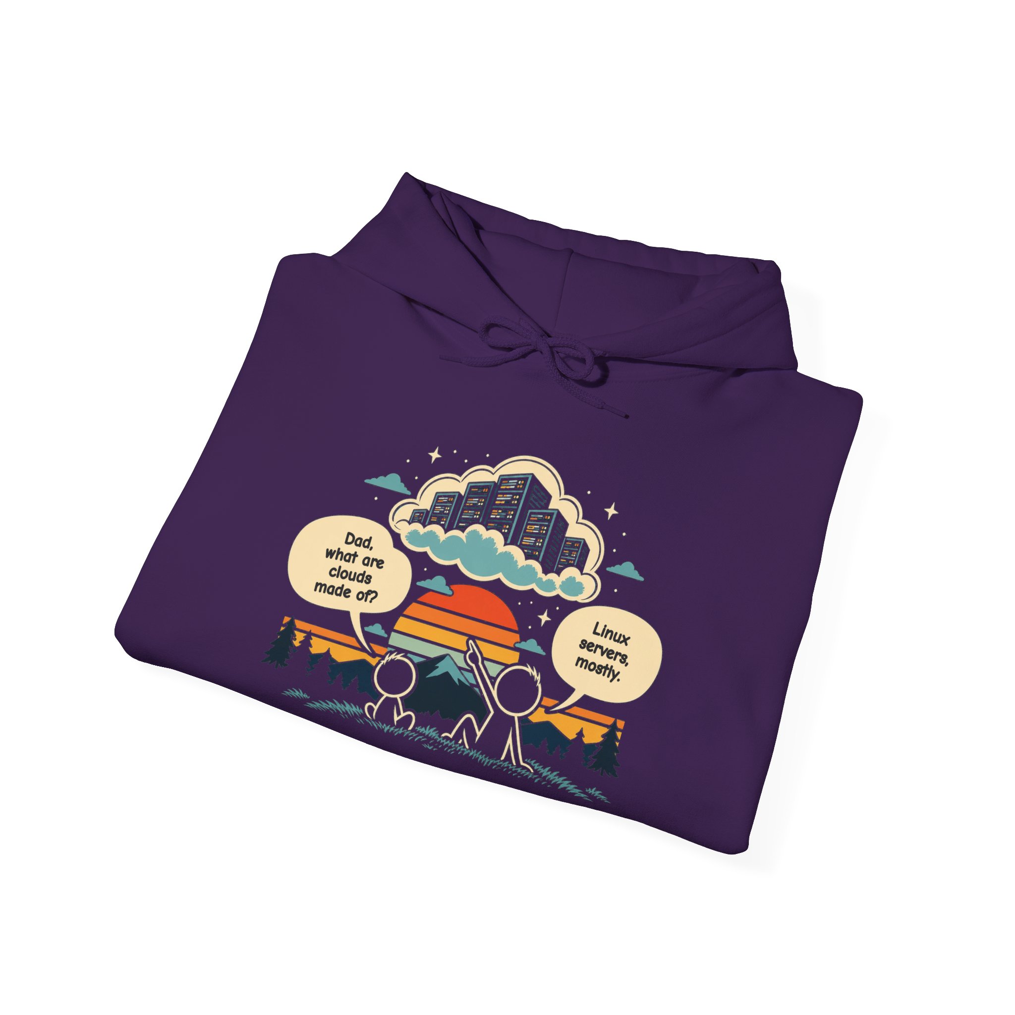 Linux Clouds hoodie in Purple, folded
