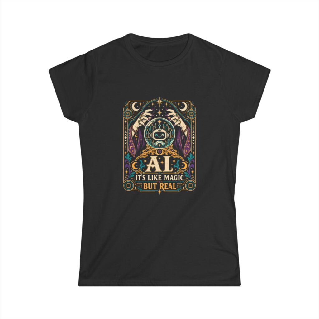 AI Magic Crystal Ball women's T-shirt in Black, front view