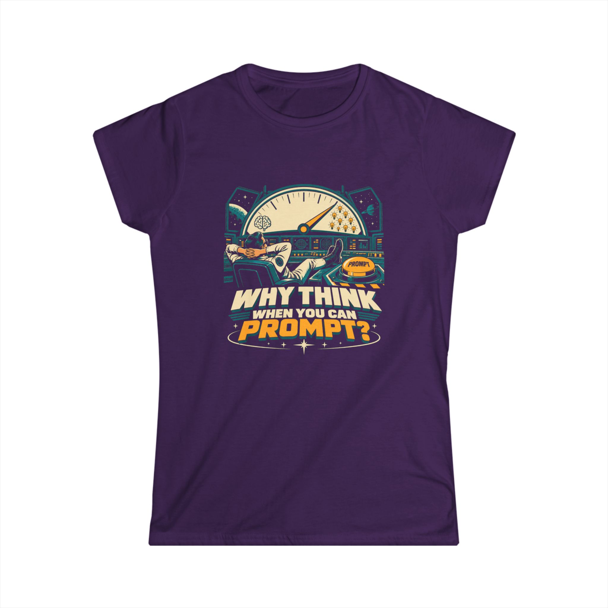 Prompt Mission Control women's T-shirt in Purple, front view