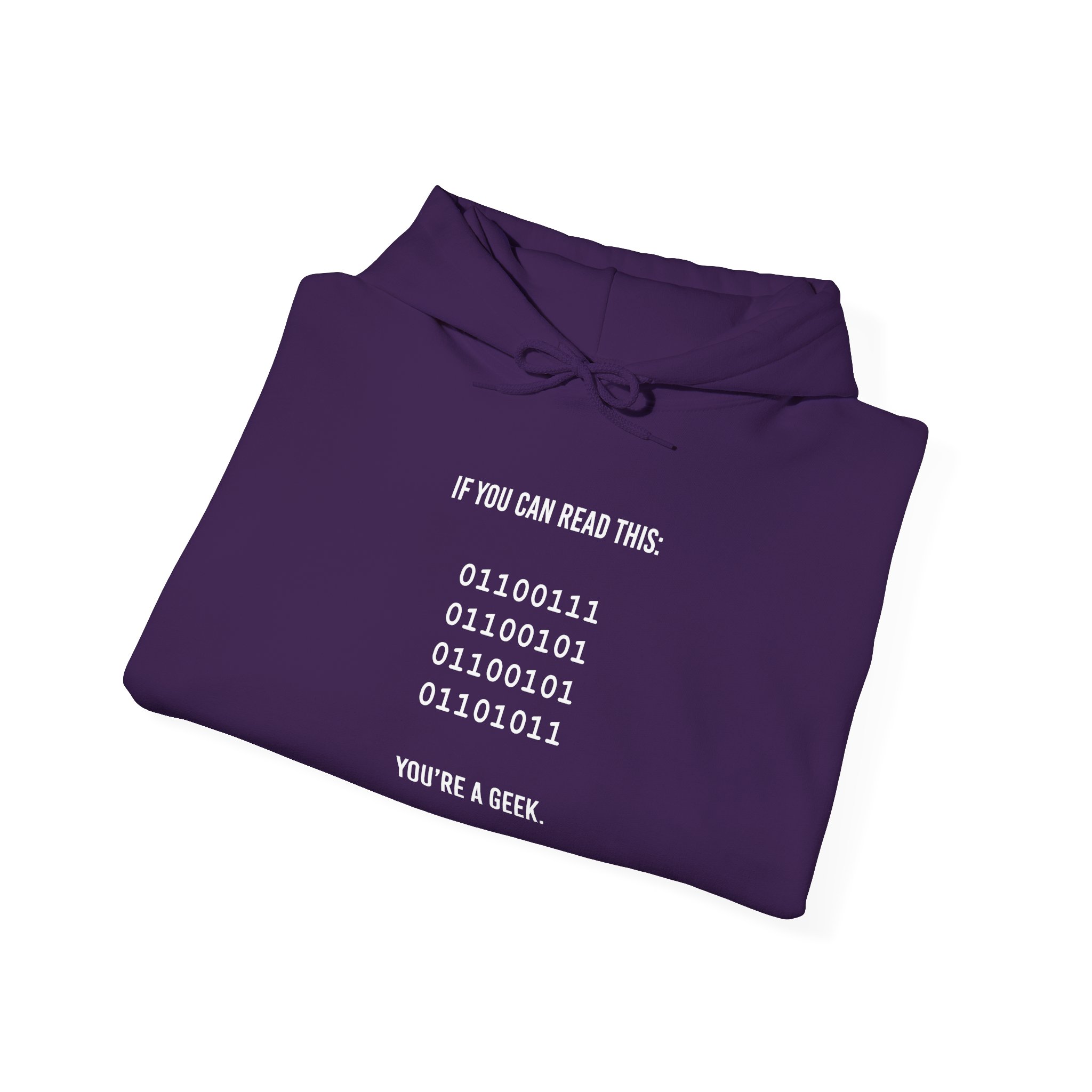 Geek Binary Code hoodie in Purple, folded