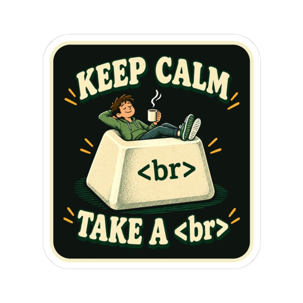 Keep Calm Keycap sticker, 3 inch, front view