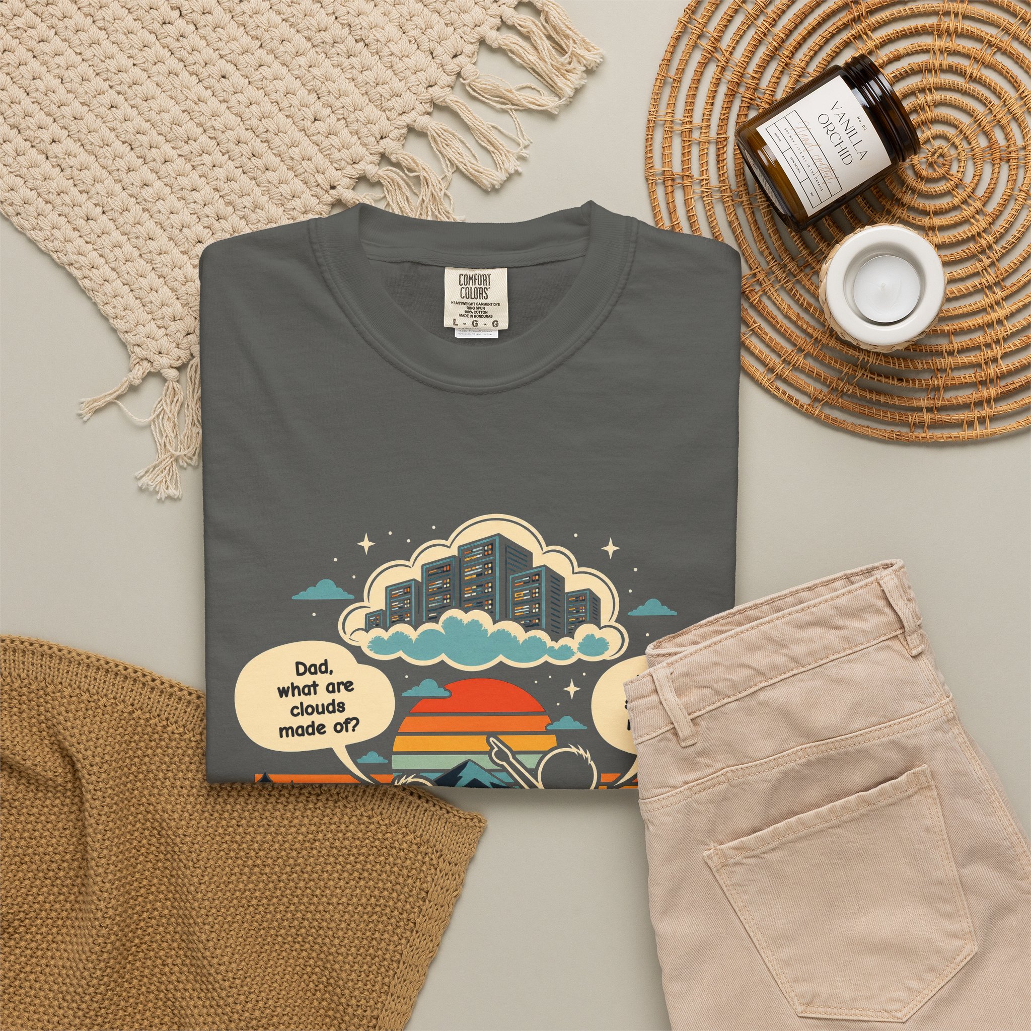 Linux Clouds T-shirt in Pepper, folded 2