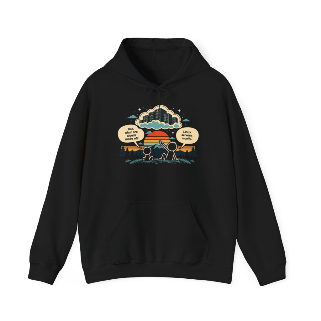 Linux Clouds hoodie in Black, front view