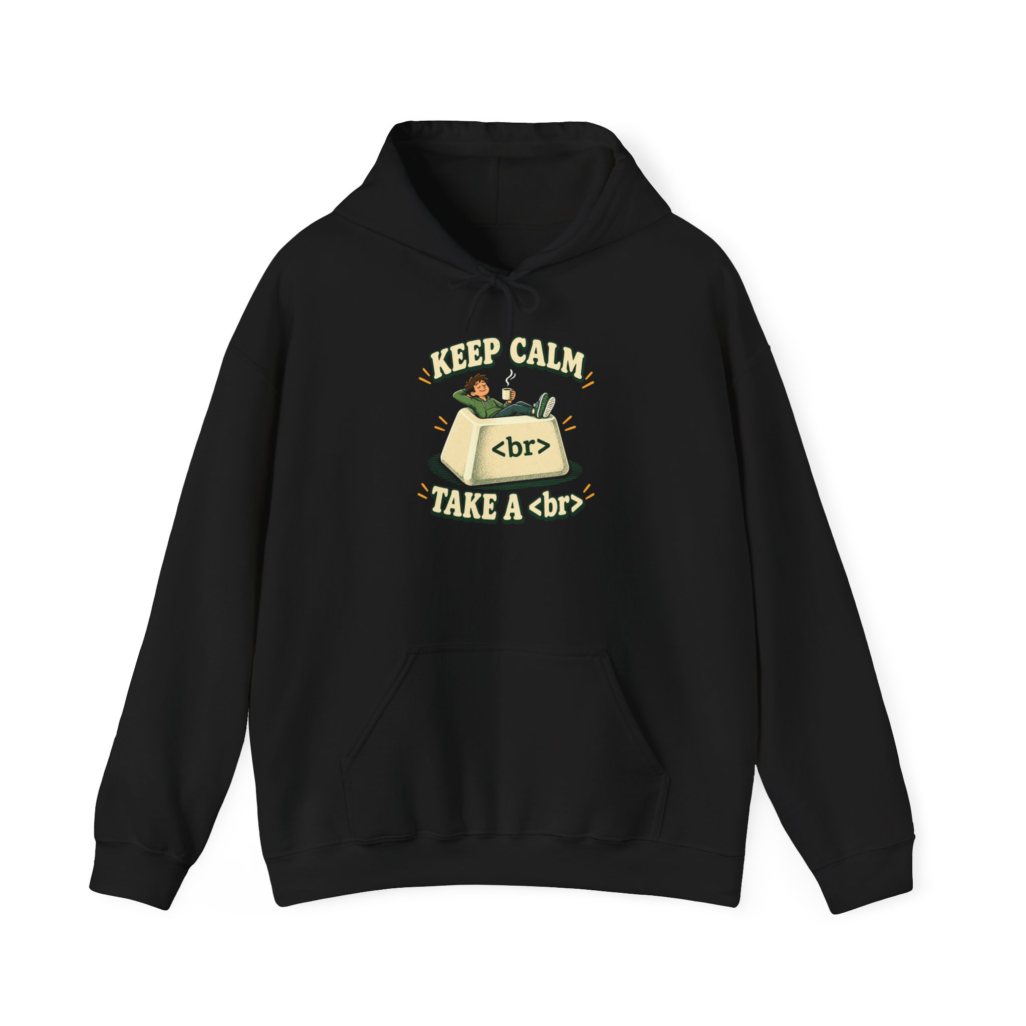 Keep Calm Keycap hoodie in Black, front view