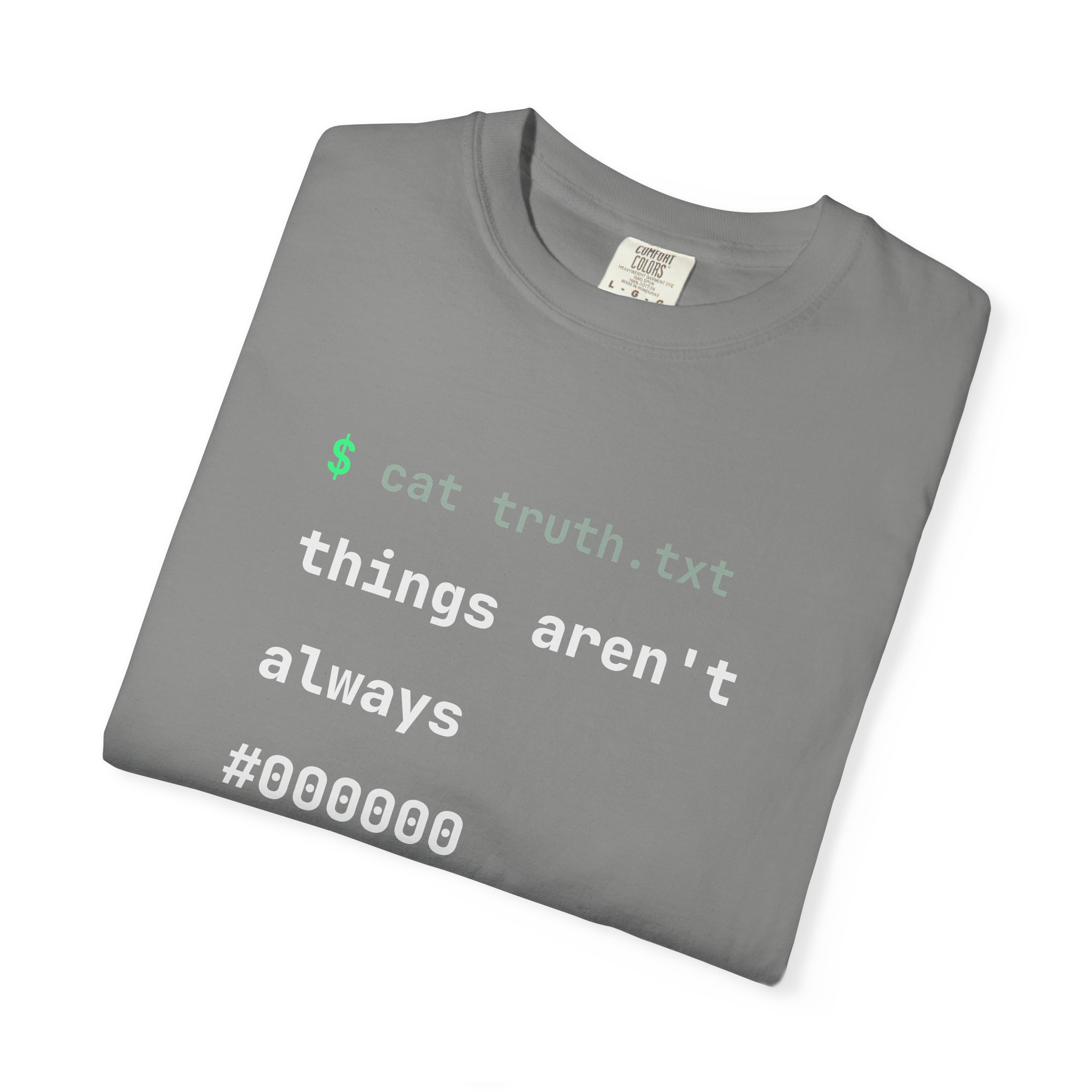 cat truth.txt T-shirt in Granite, folded