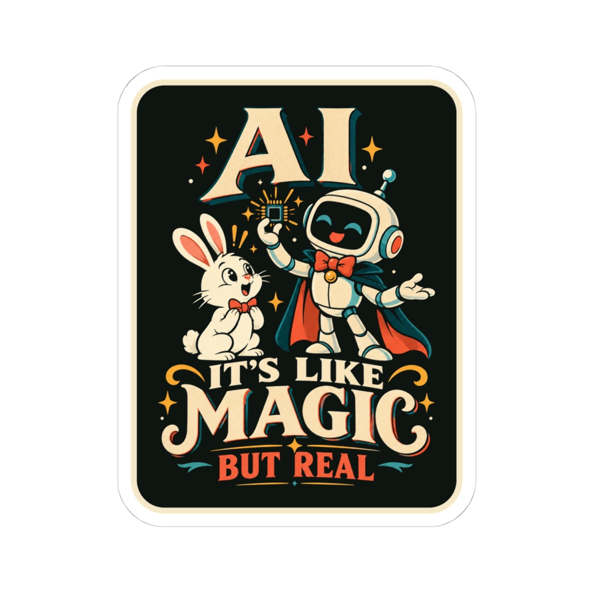 AI Magic Bunny sticker, 4 inch, front view