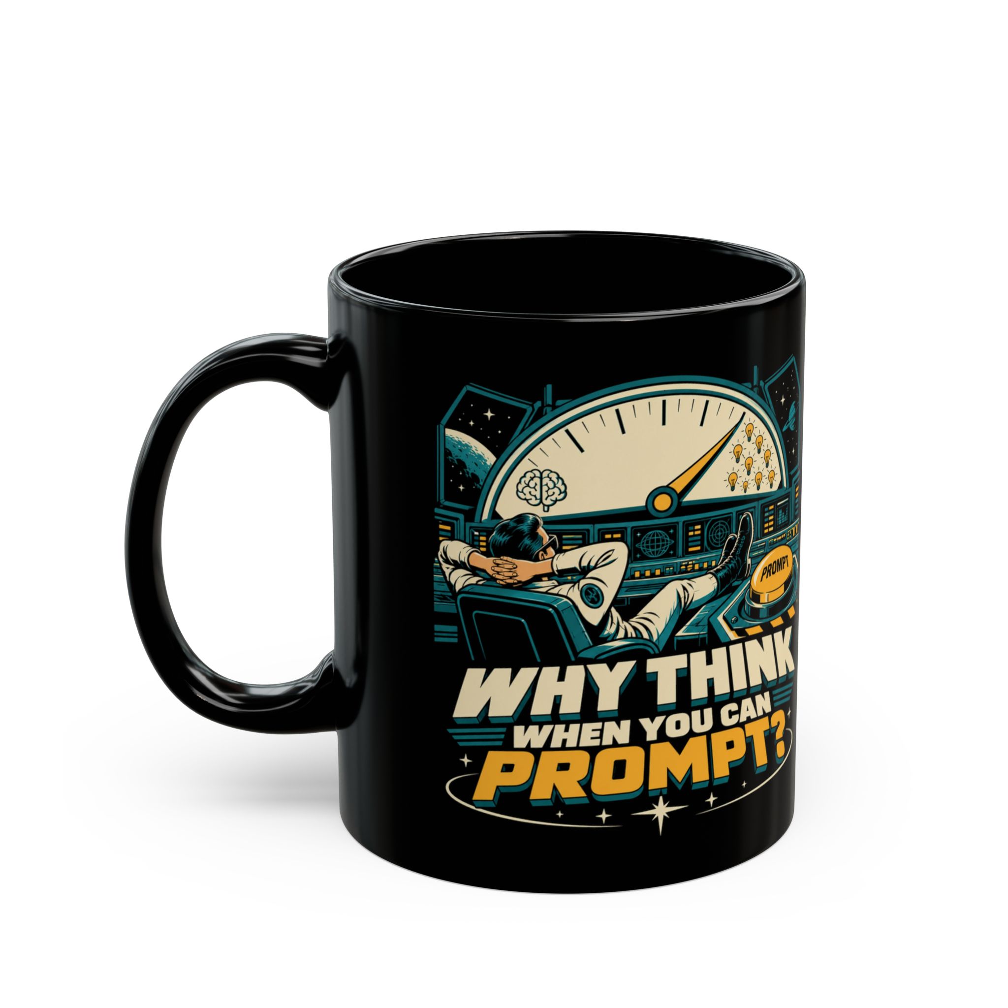 Prompt Mission Control black mug, 11 oz, left side