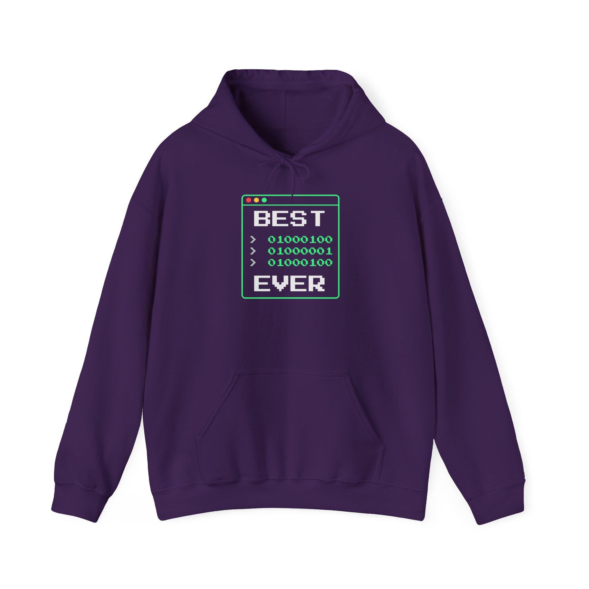 Best Dad Ever hoodie in Purple, front view