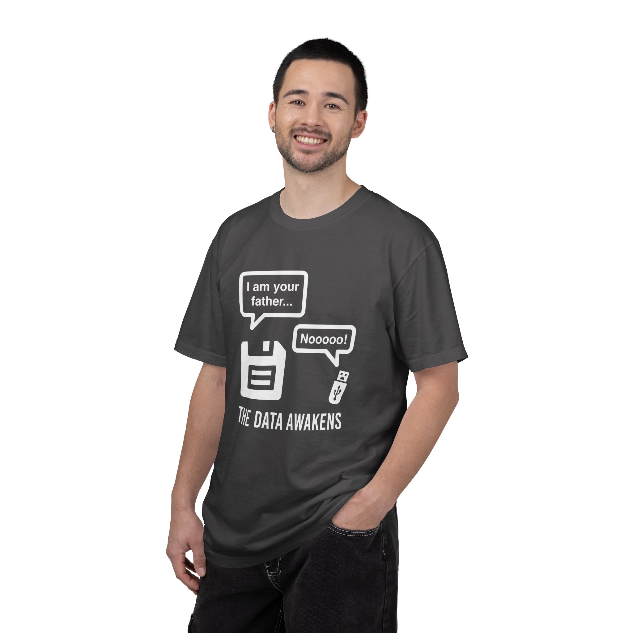 The Data Awakens T-shirt in Graphite, worn by a man