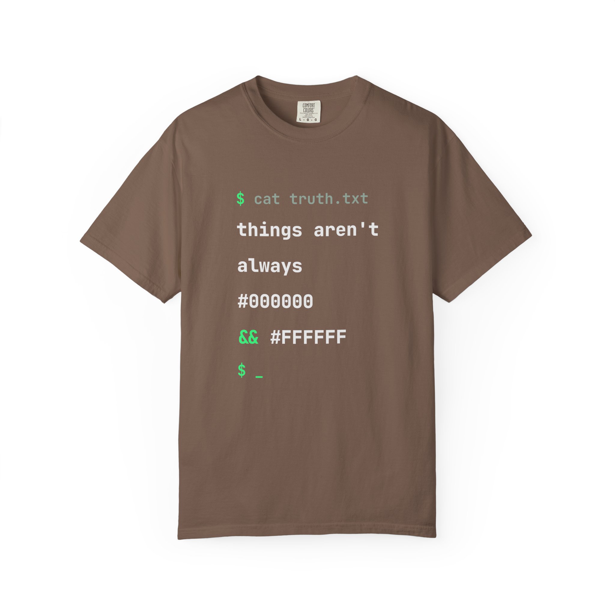 cat truth.txt T-shirt in Espresso, front view