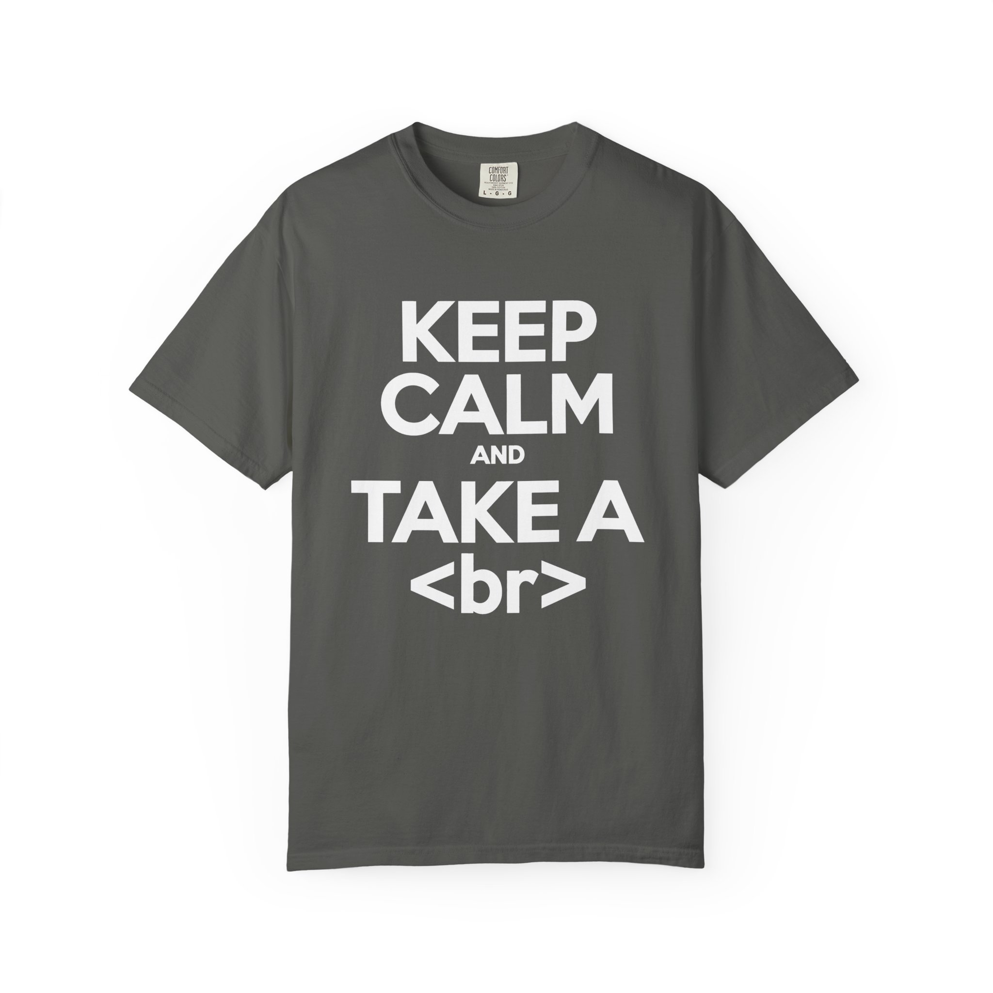 Keep Calm and Take a Break T-shirt in Pepper, front view