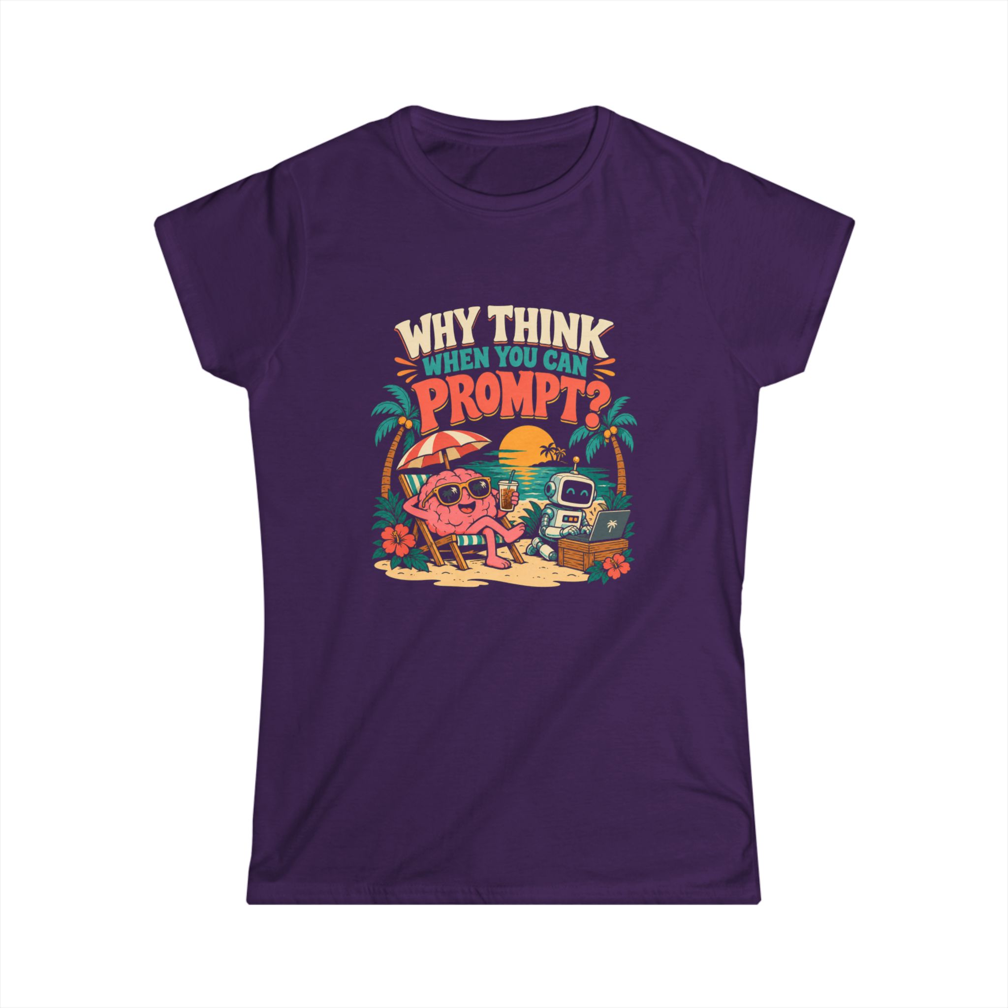 Prompt Beach Brain women's T-shirt in Purple, front view