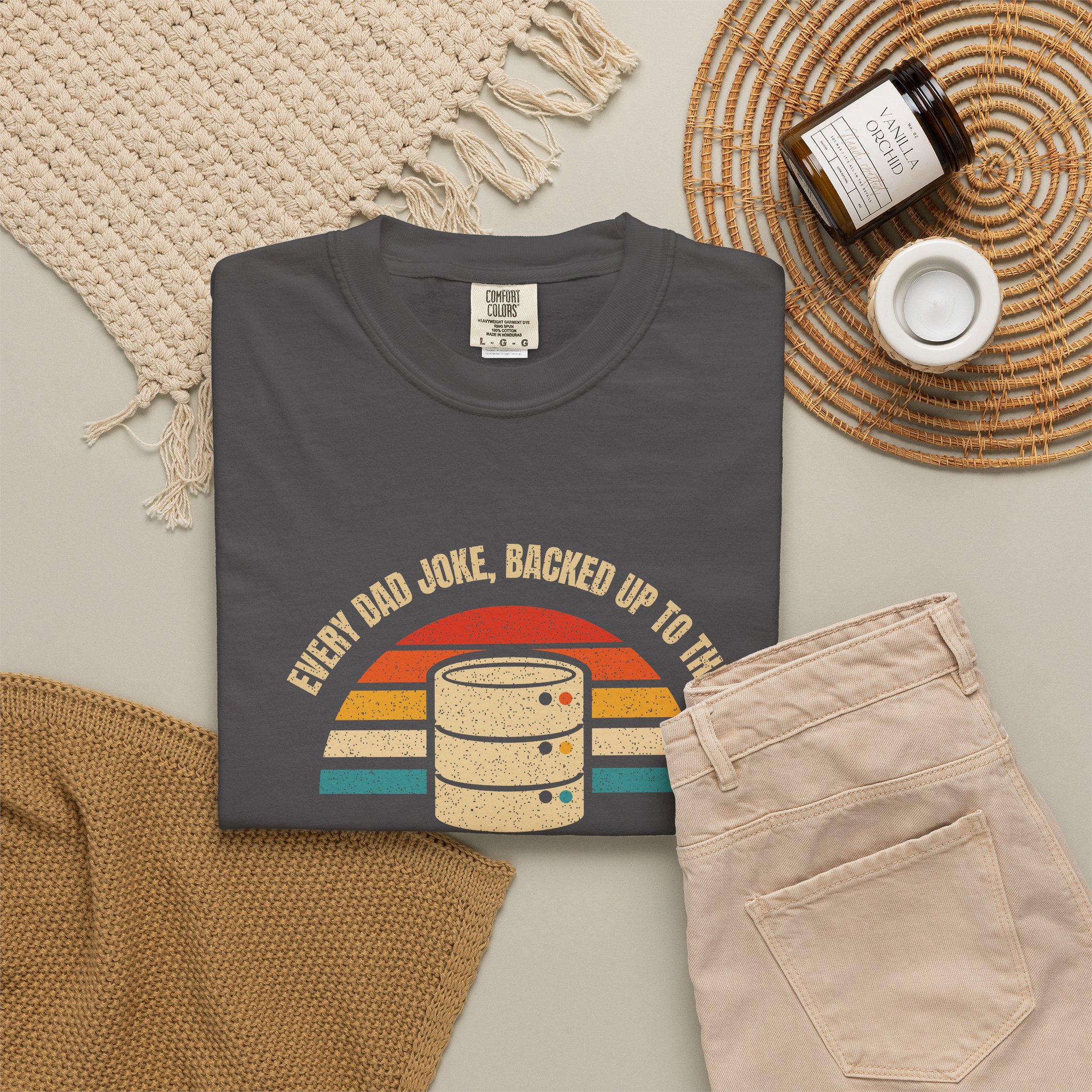 Dad-a-Base T-shirt in Graphite, folded 2