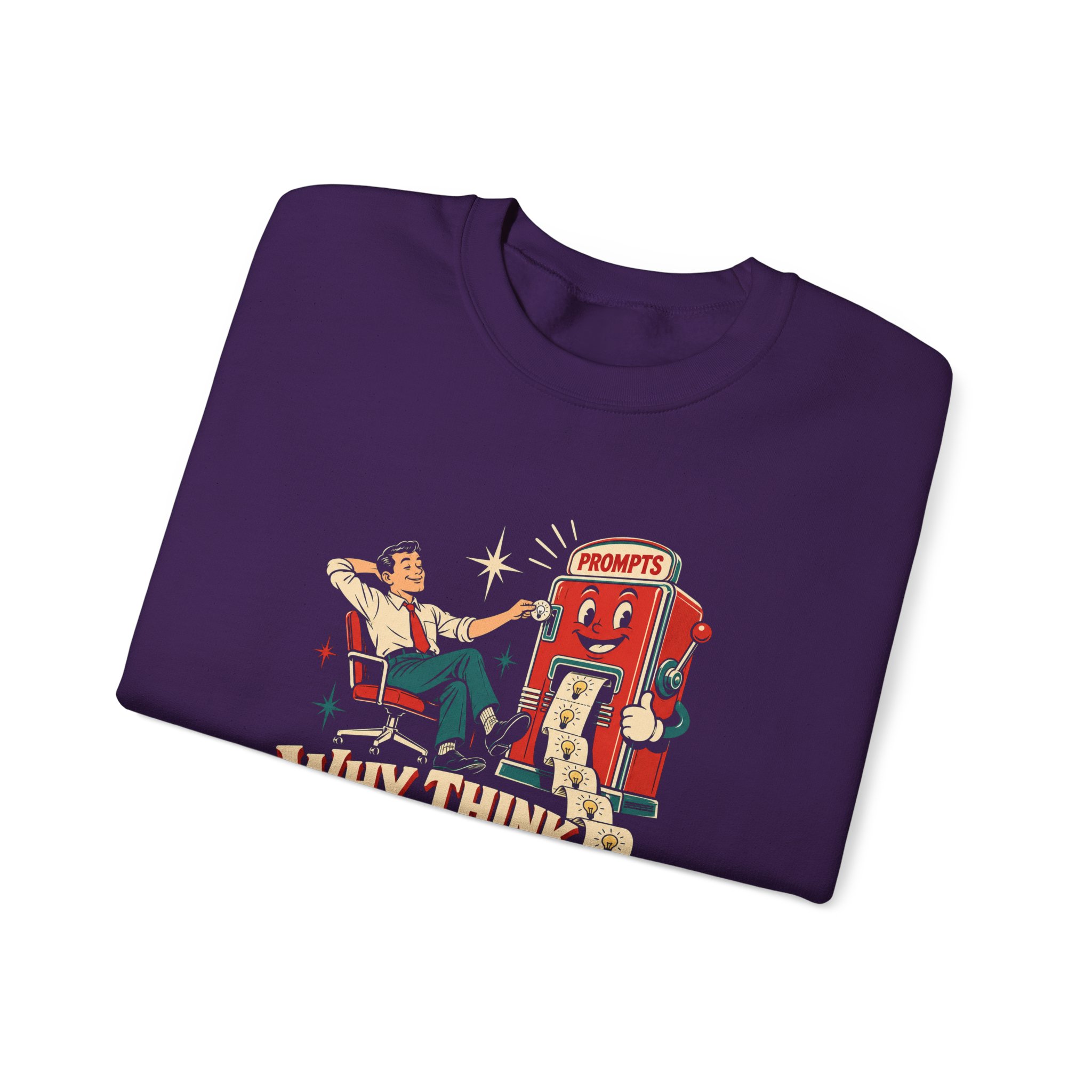 Prompt Machine crewneck sweatshirt in Purple, folded