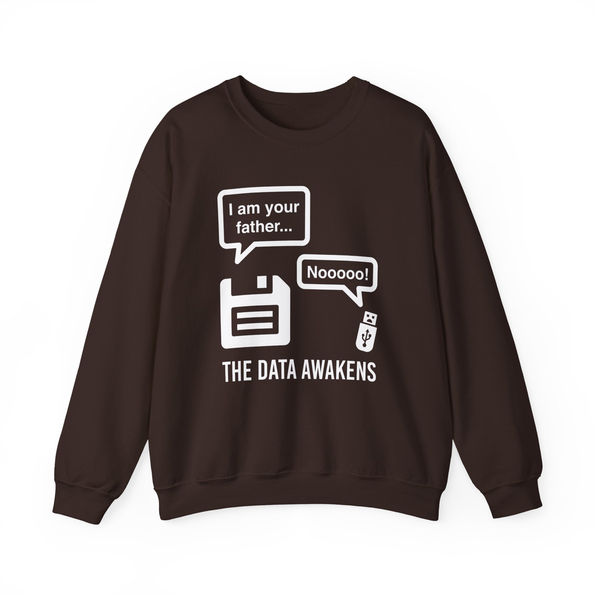 The Data Awakens crewneck sweatshirt in Dark Chocolate, front view