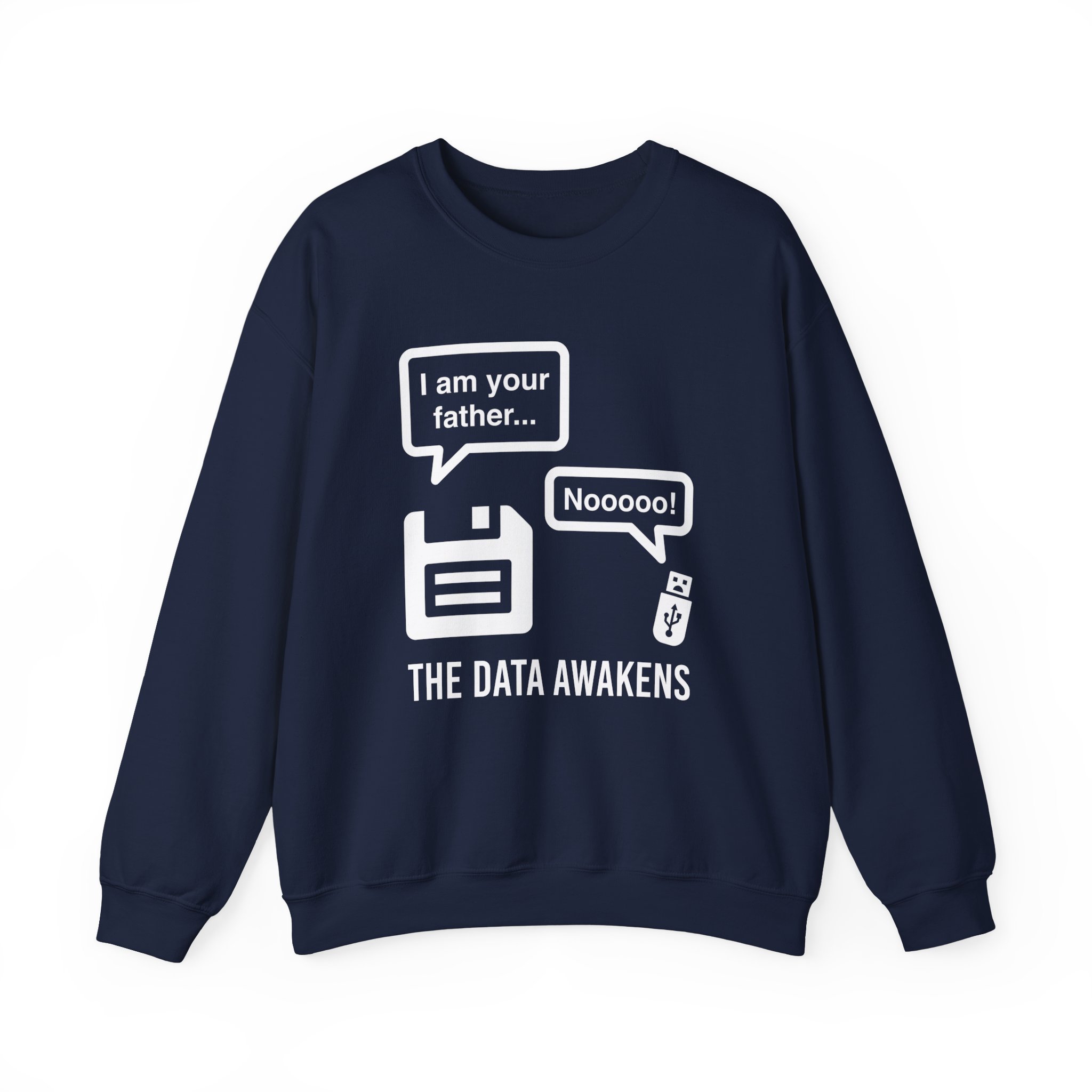 The Data Awakens crewneck sweatshirt in Navy, front view