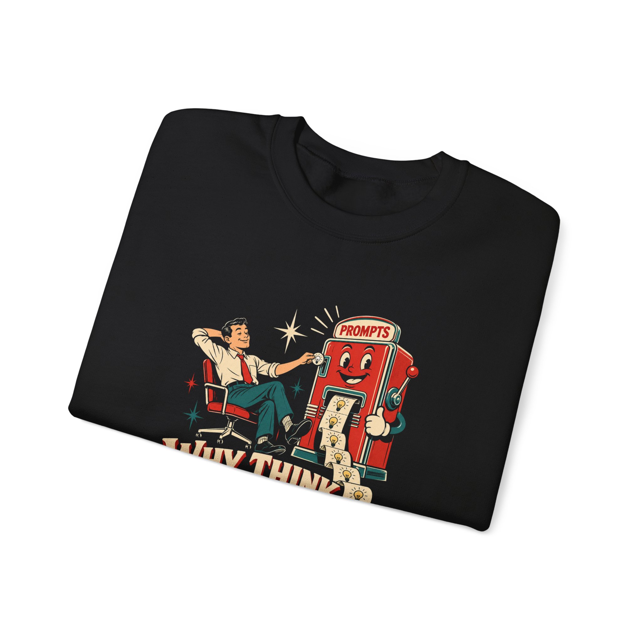 Prompt Machine crewneck sweatshirt in Black, folded