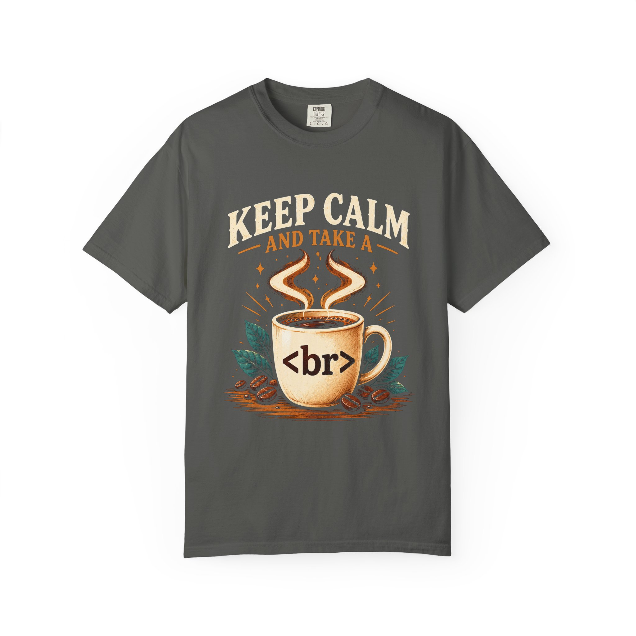 Keep Calm Coffee Break T-shirt in Pepper, front view
