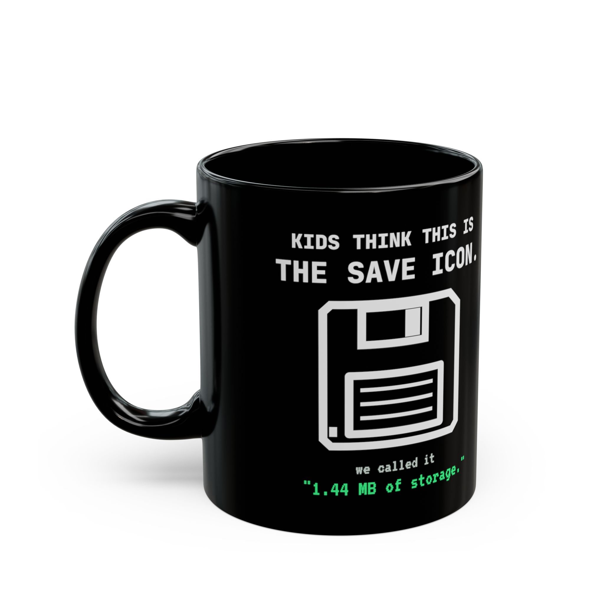 The Original Save Icon black mug, 11 oz, left side