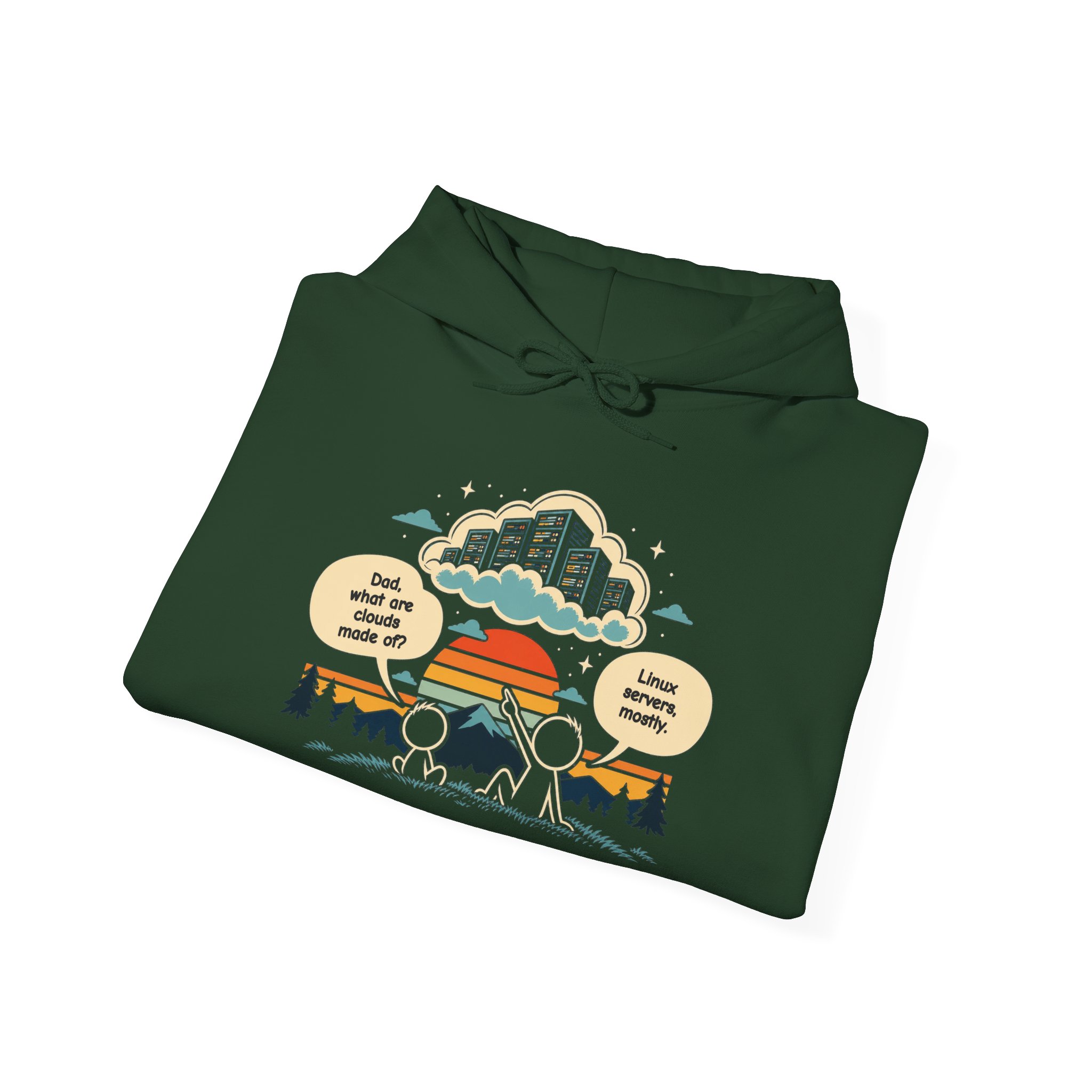 Linux Clouds hoodie in Forest Green, folded