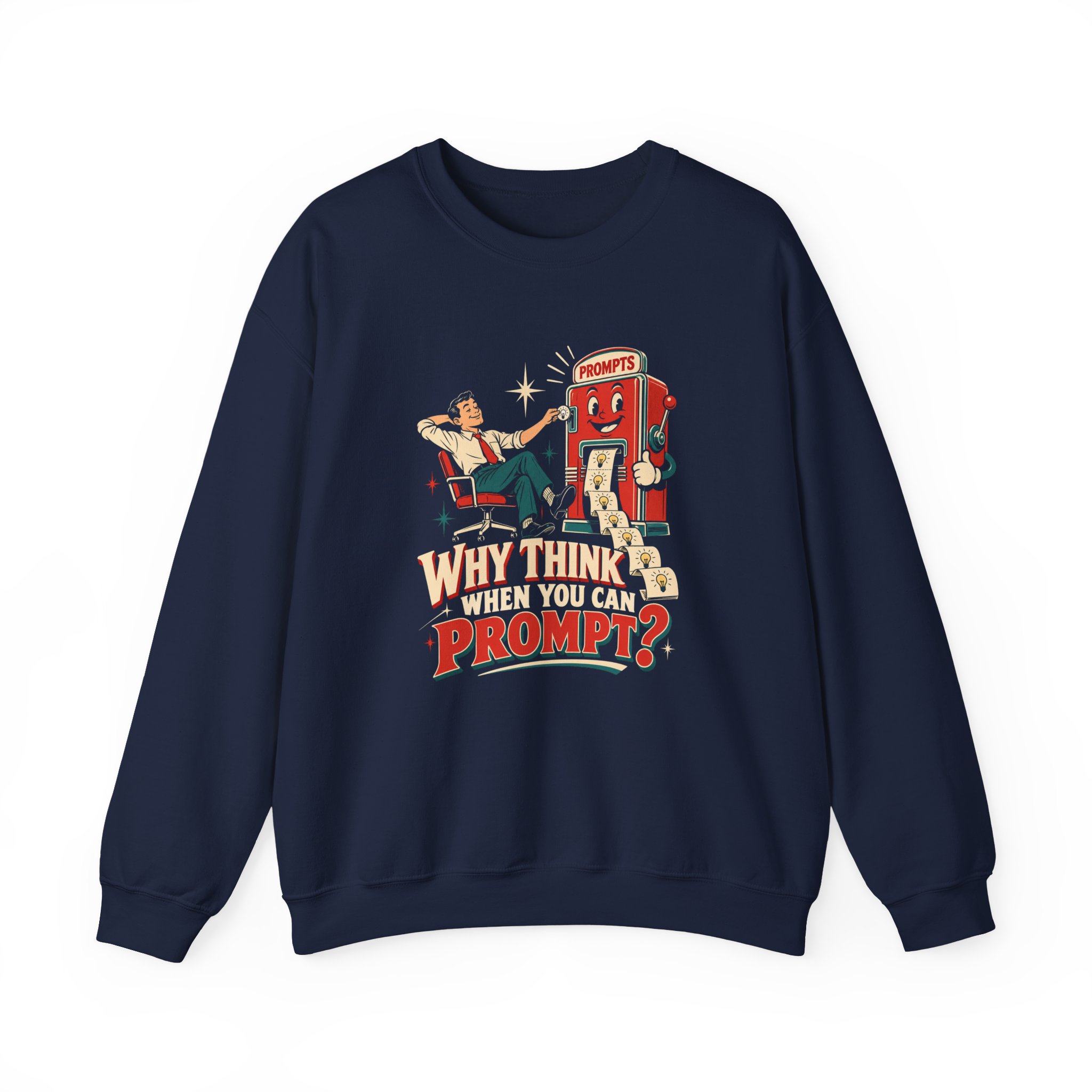 Prompt Machine crewneck sweatshirt in Navy, front view
