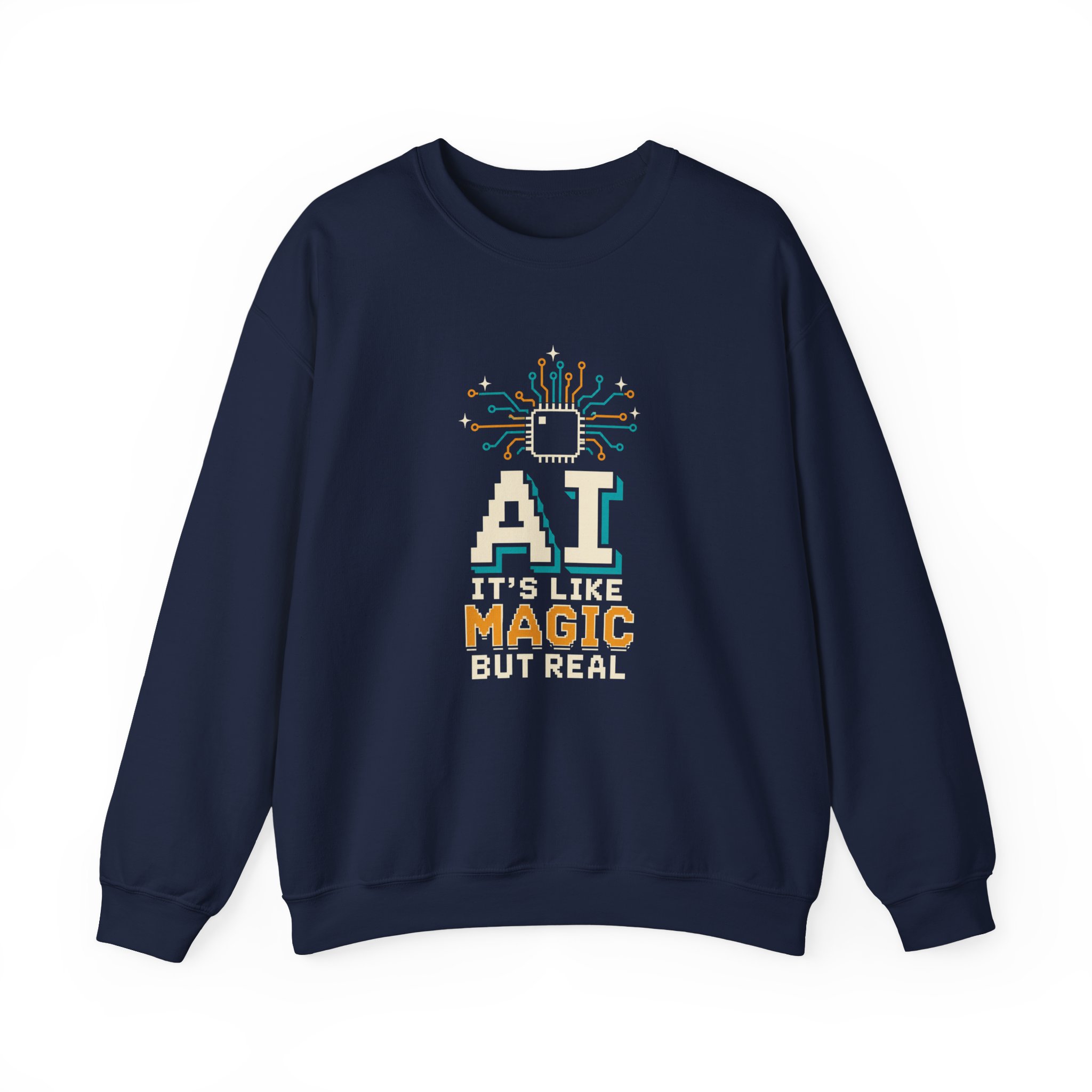 AI Magic Chip crewneck sweatshirt in Navy, front view