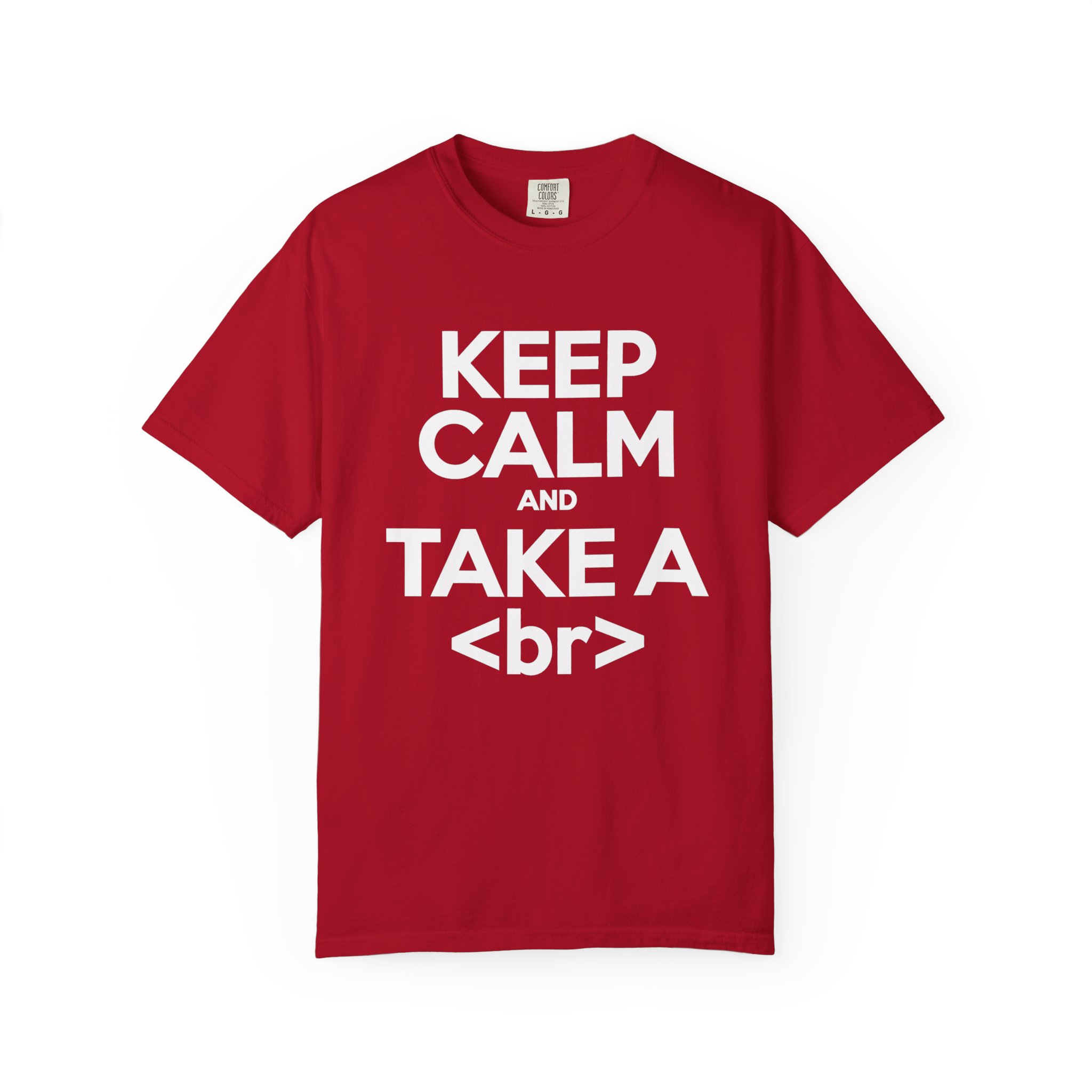 Keep Calm and Take a Break T-shirt in Red, front view