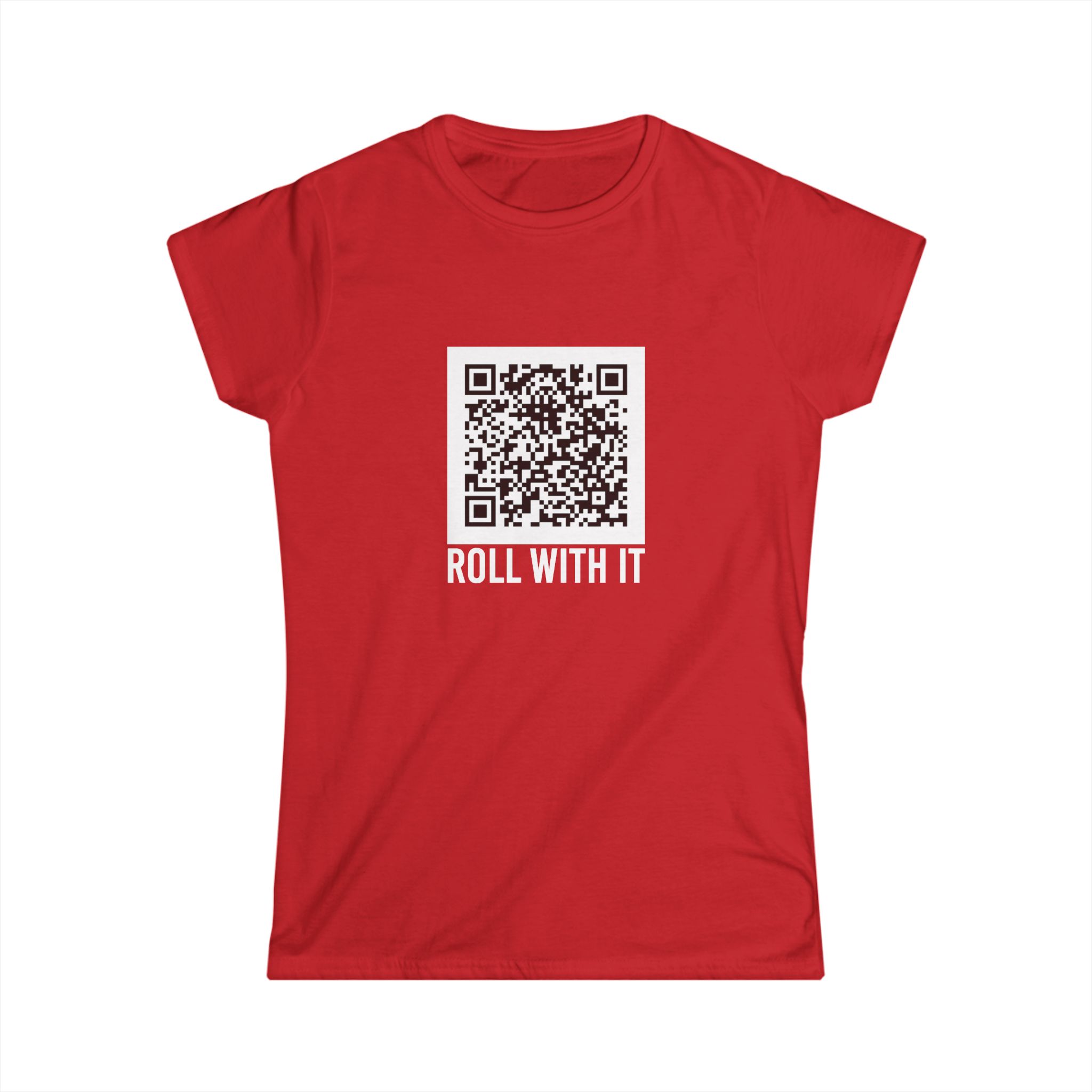 Roll With It QR Code women's T-shirt in Red, front view