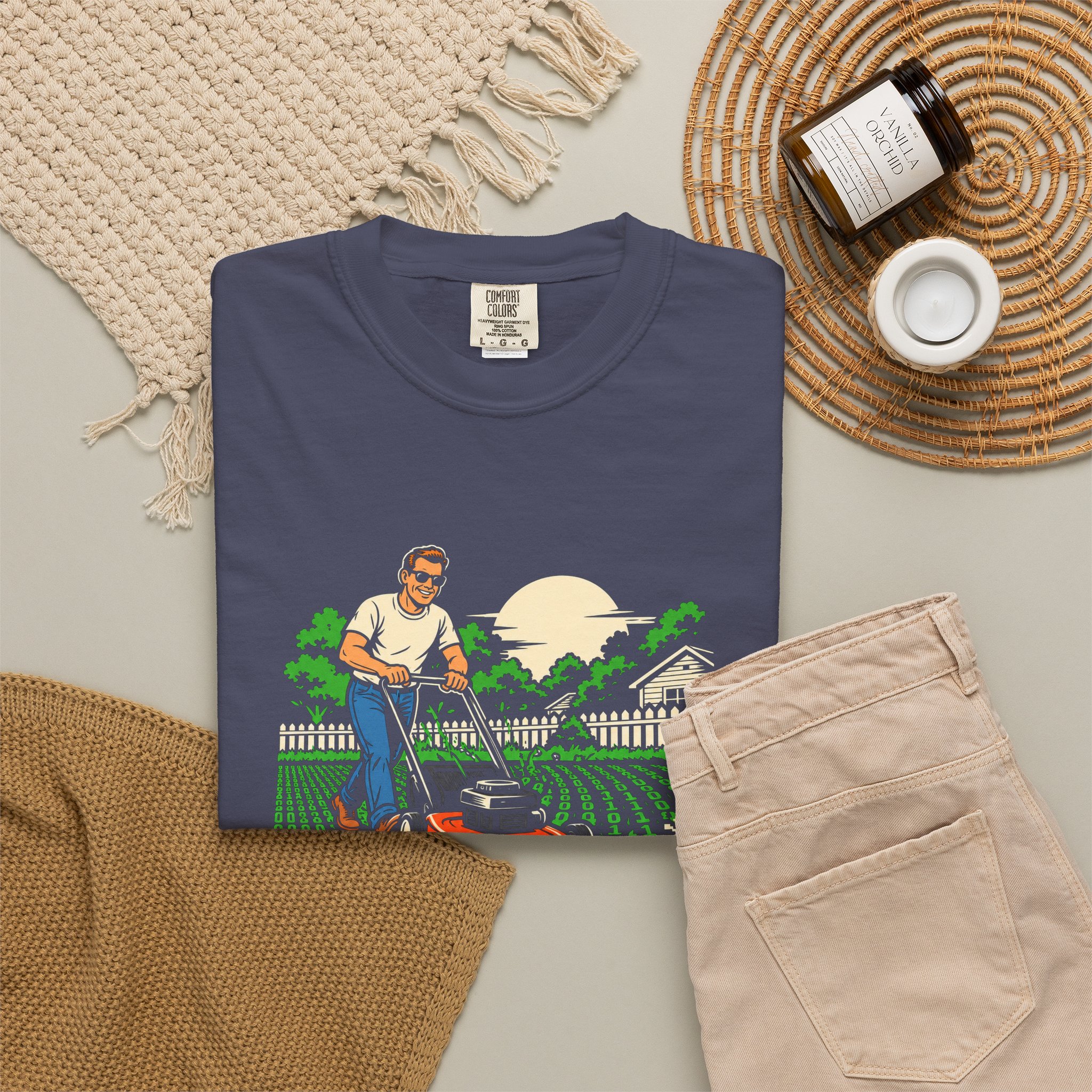 Bug-Free Backyard T-shirt in Denim, folded 2