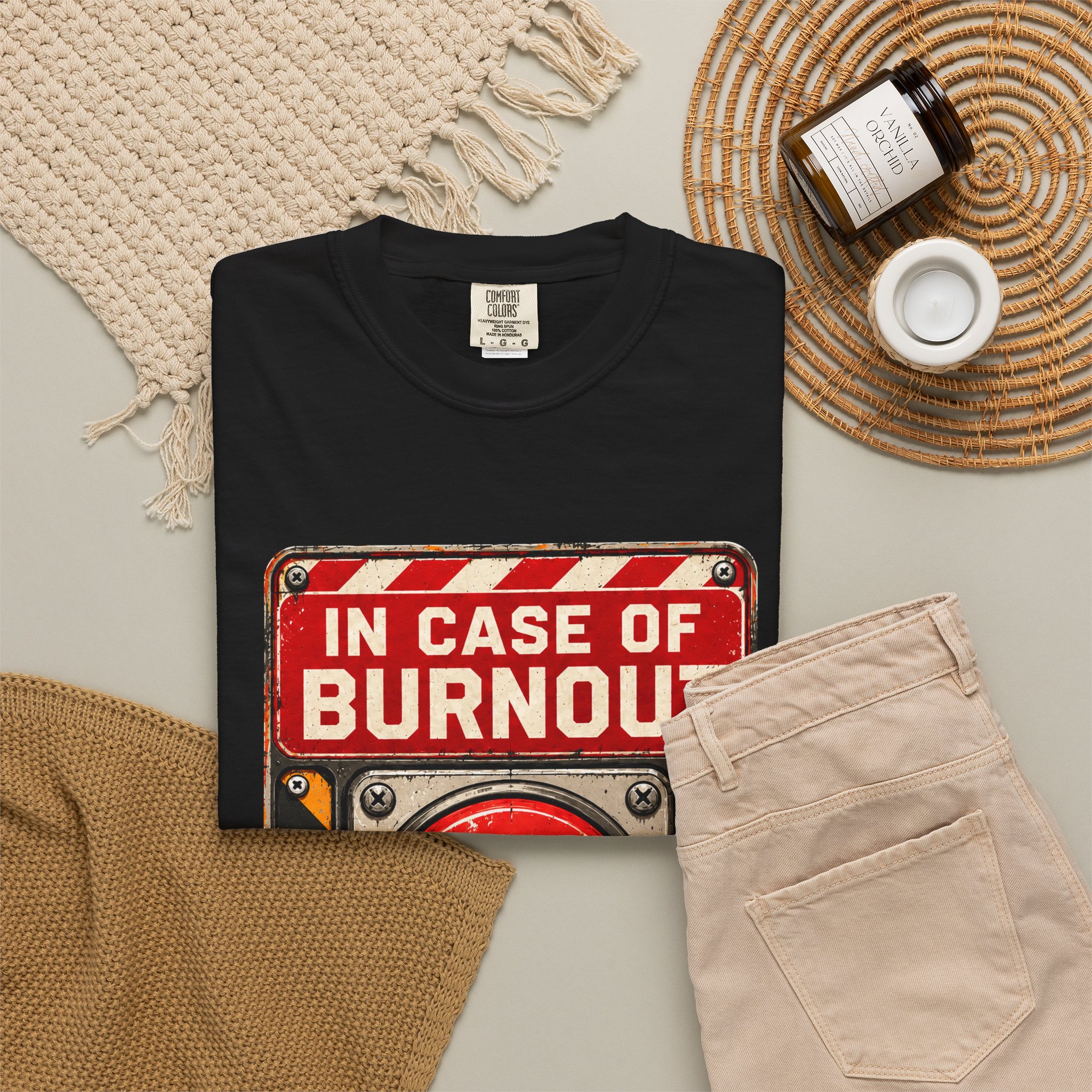 In Case of Burnout T-shirt in Black, folded 2
