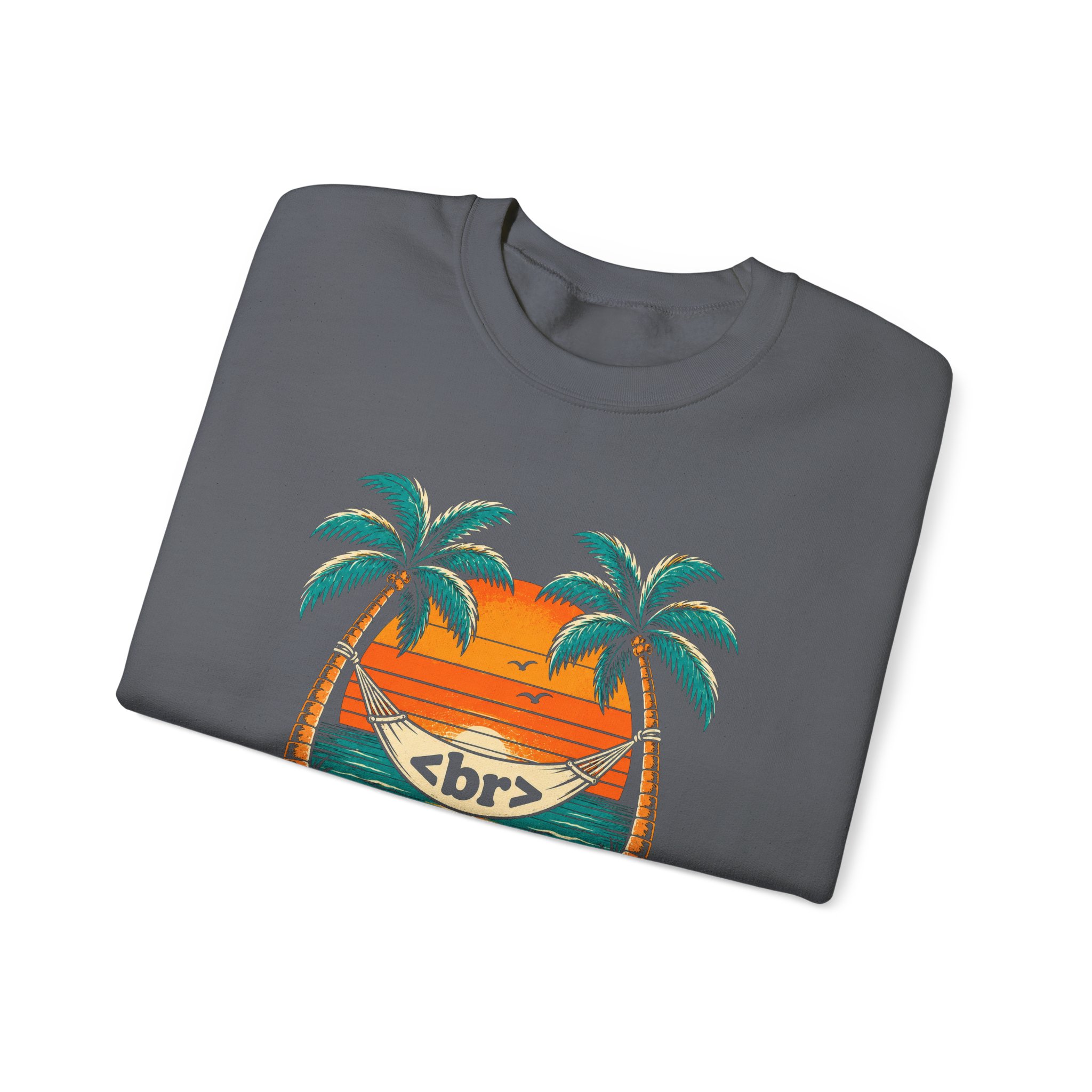 Take a Break Hammock crewneck sweatshirt in Charcoal, folded