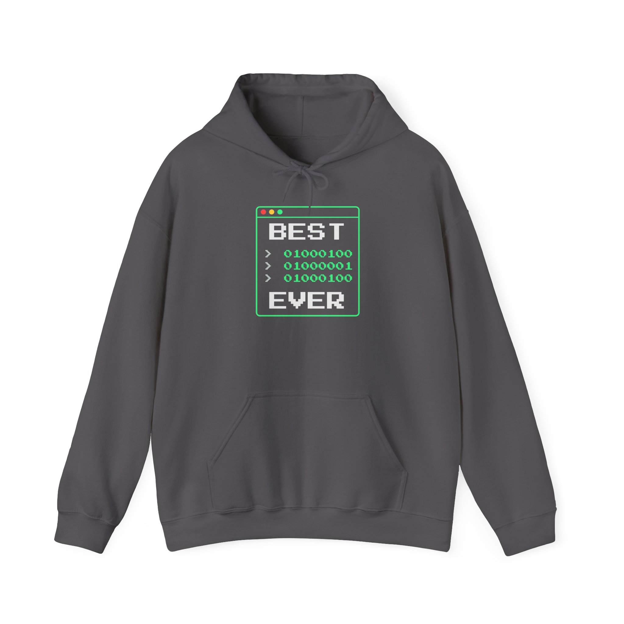 Best Dad Ever hoodie in Charcoal, front view