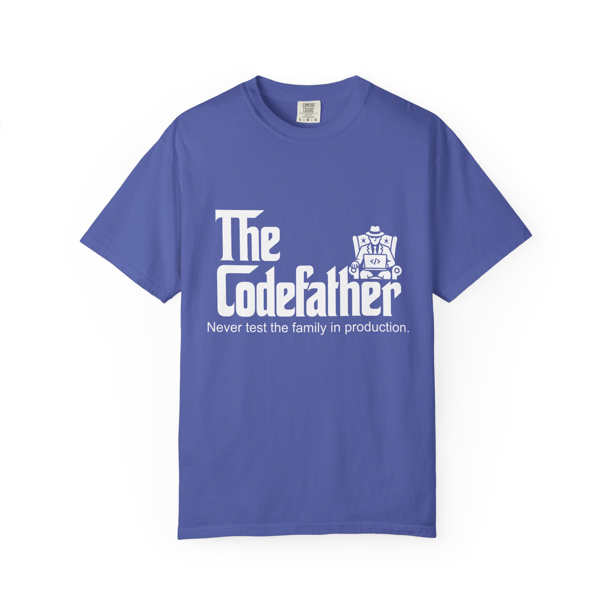 The Codefather T-shirt in Periwinkle, front view