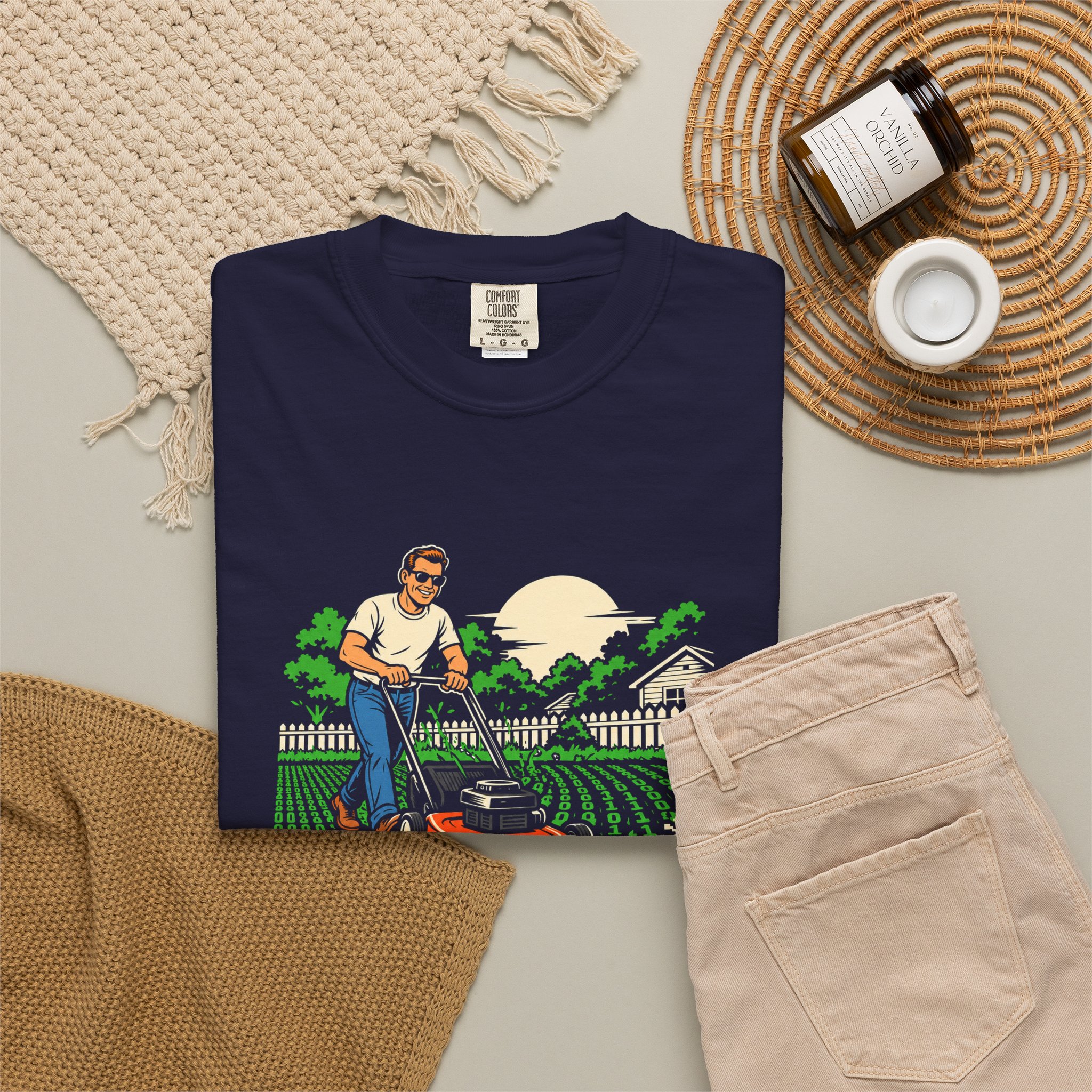 Bug-Free Backyard T-shirt in True Navy, folded 2