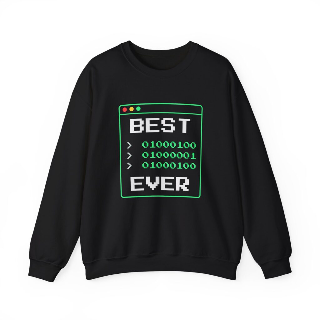 Best Dad Ever crewneck sweatshirt in Black, front view