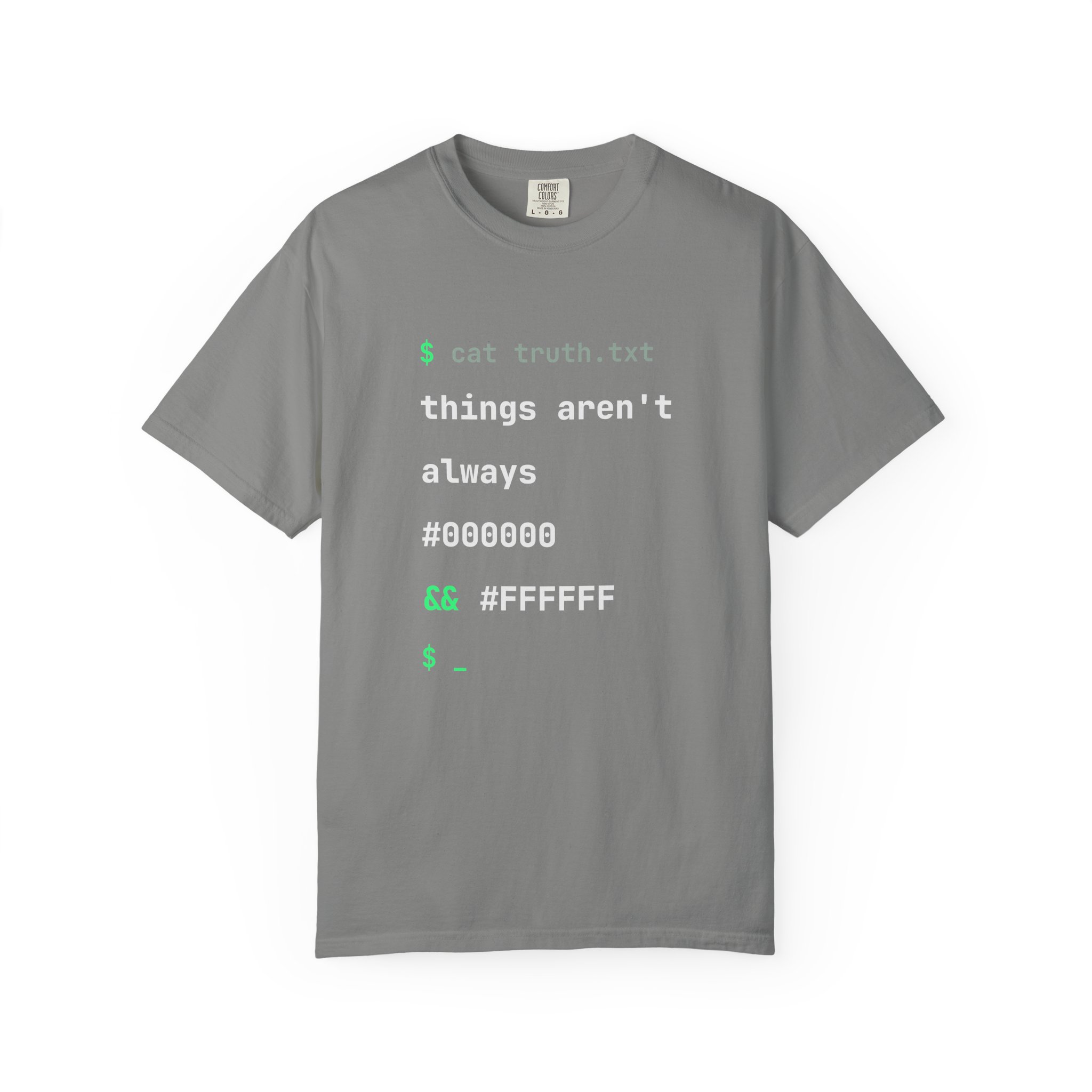 cat truth.txt T-shirt in Granite, front view