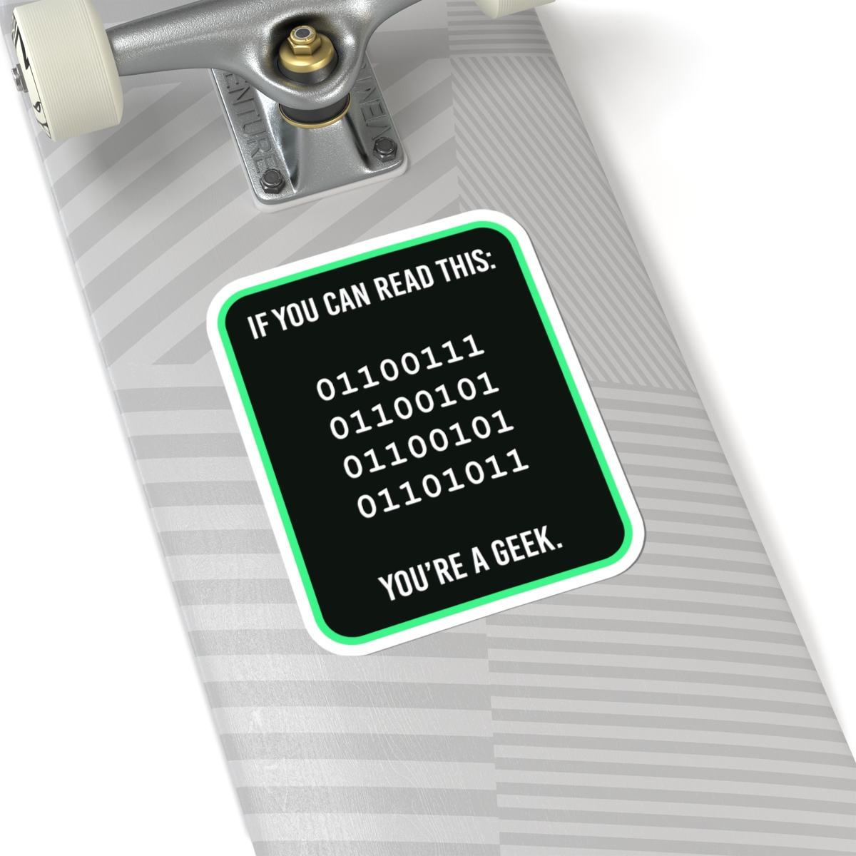 Geek Binary Code sticker, 6 inch, on a laptop