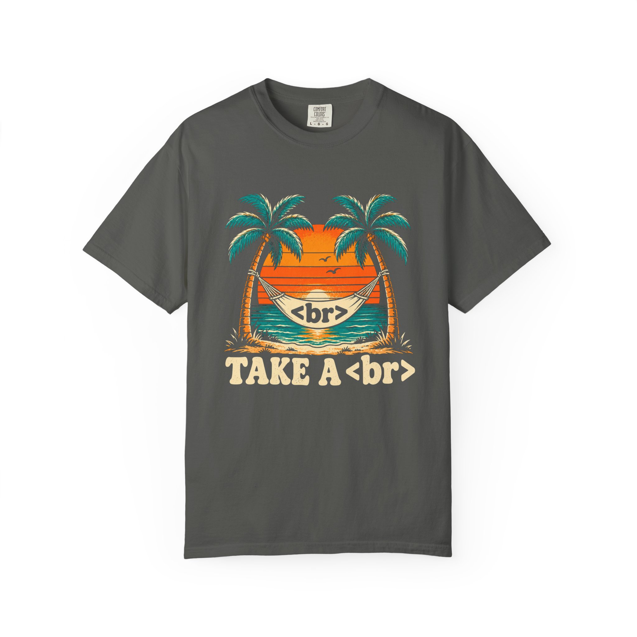 Take a Break Hammock T-shirt in Pepper, front view