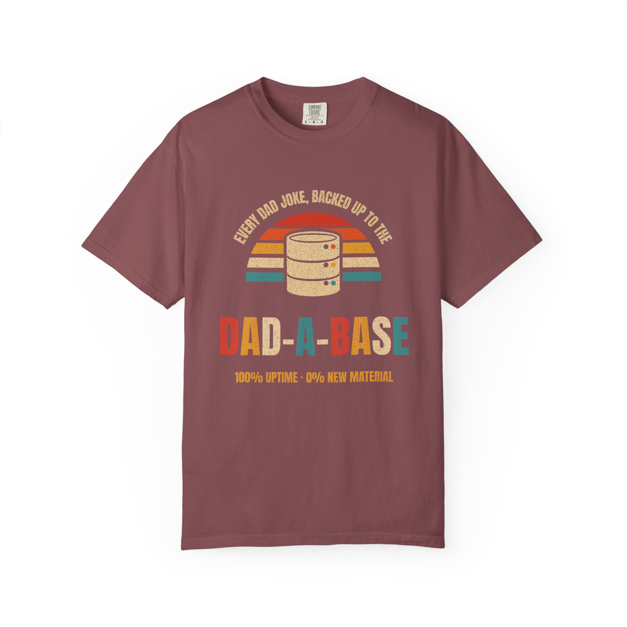 Dad-a-Base T-shirt in Brick, front view