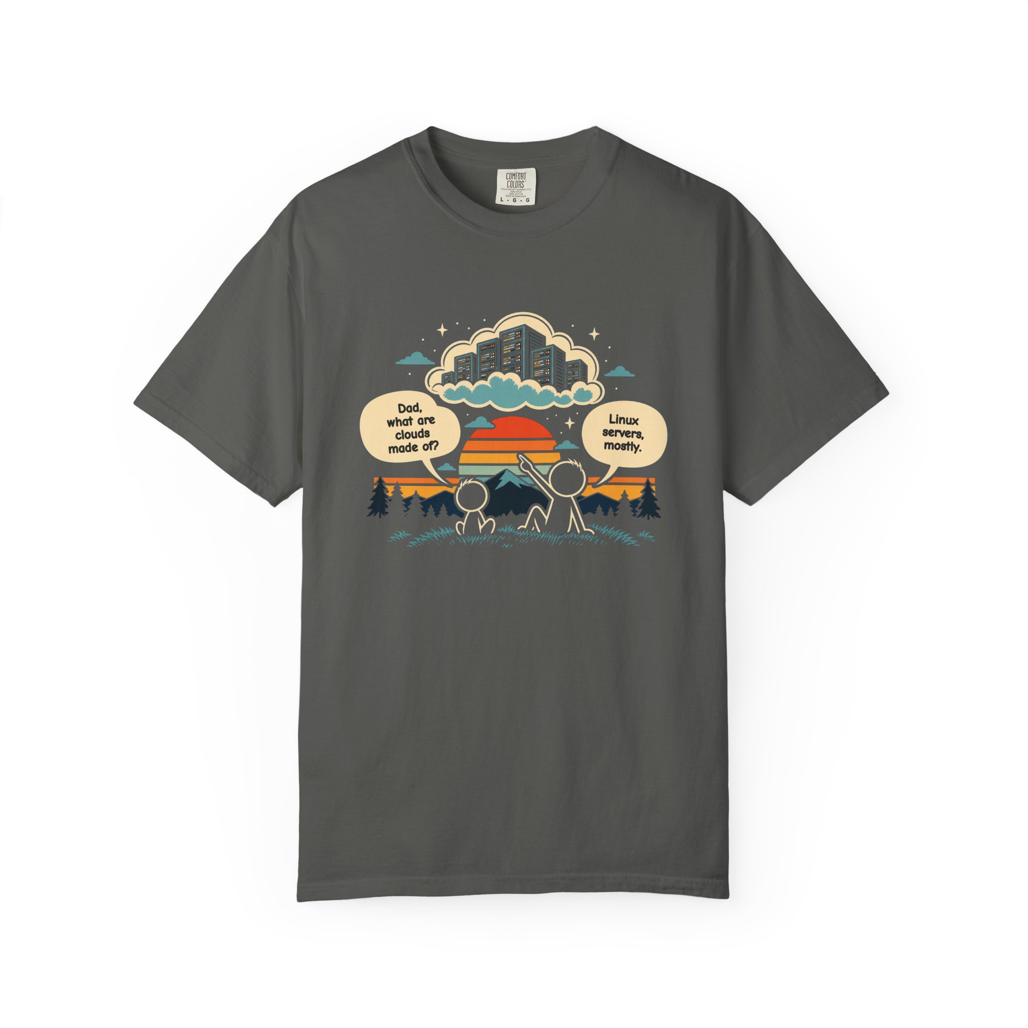 Linux Clouds T-shirt in Pepper, front view