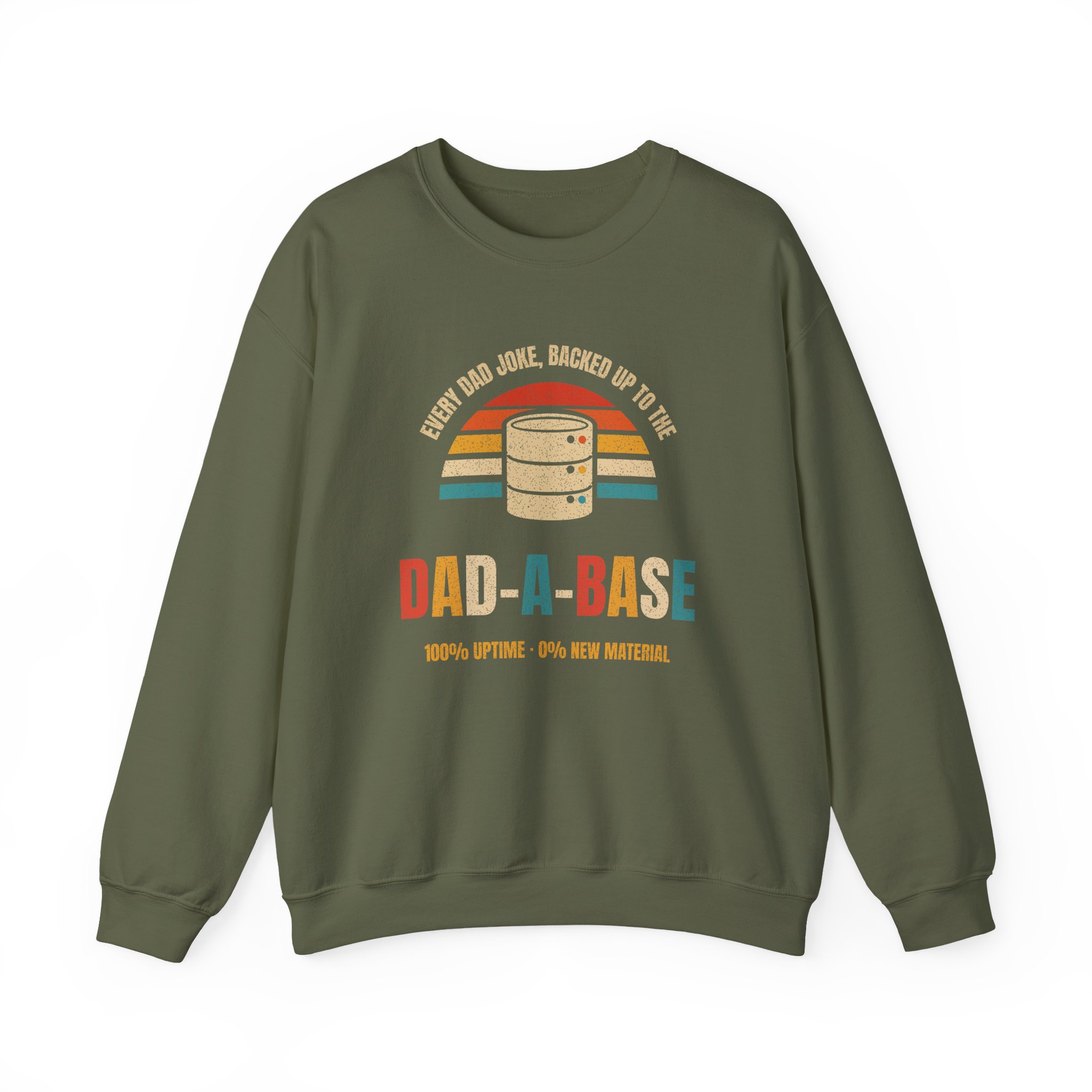 Dad-a-Base crewneck sweatshirt in Military Green, front view