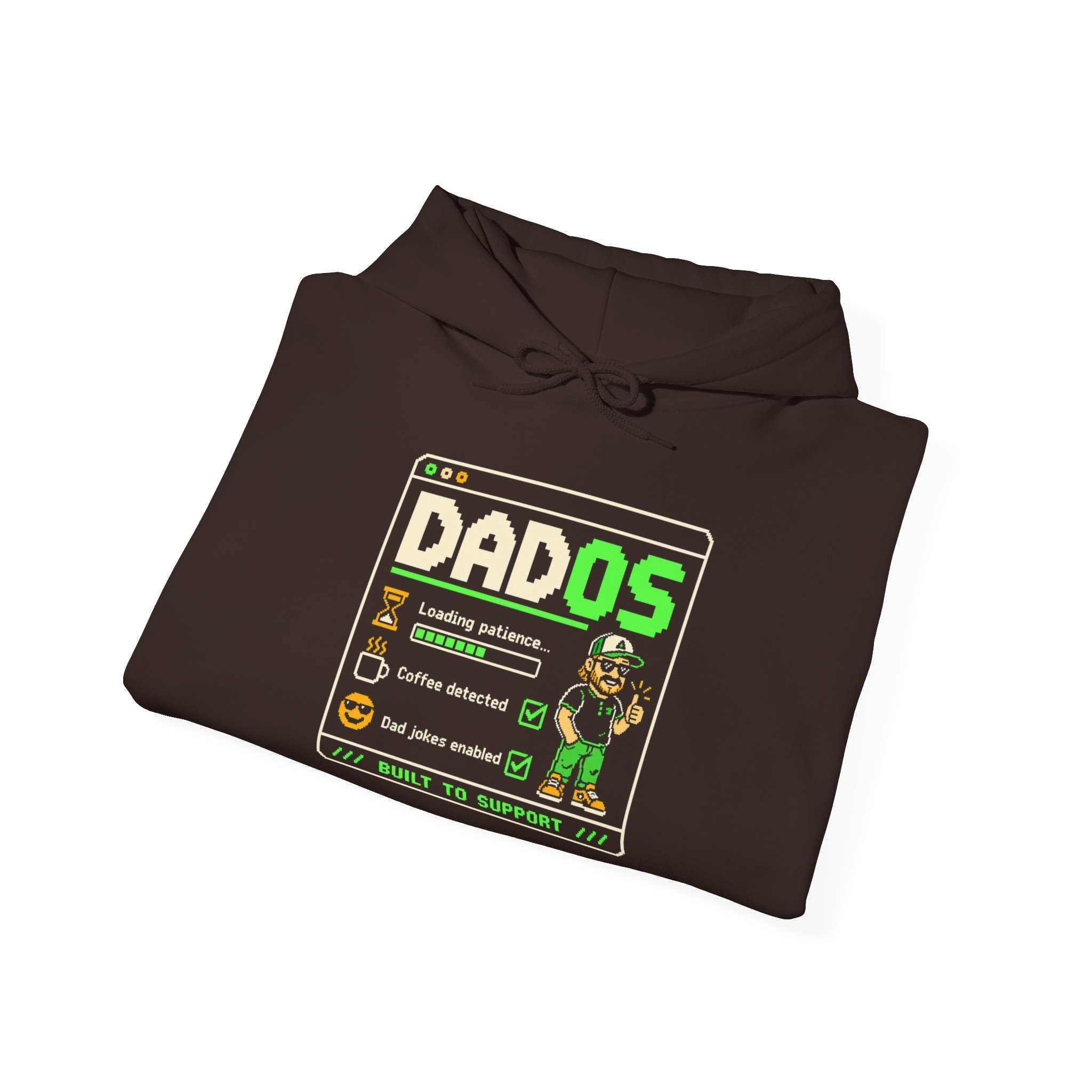 DadOS hoodie in Dark Chocolate, folded